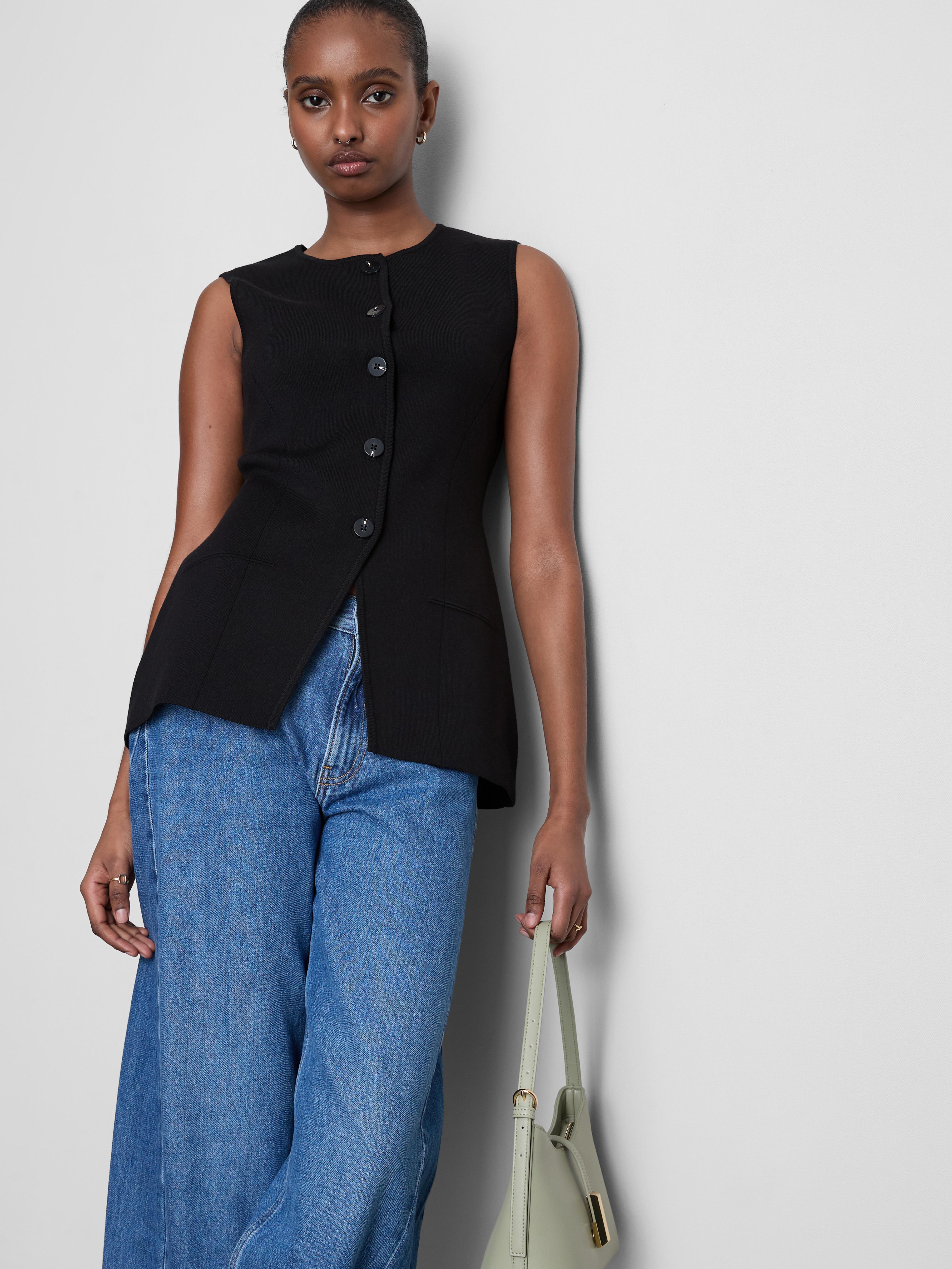 Women's Sculpted Longline Button-Down Vest