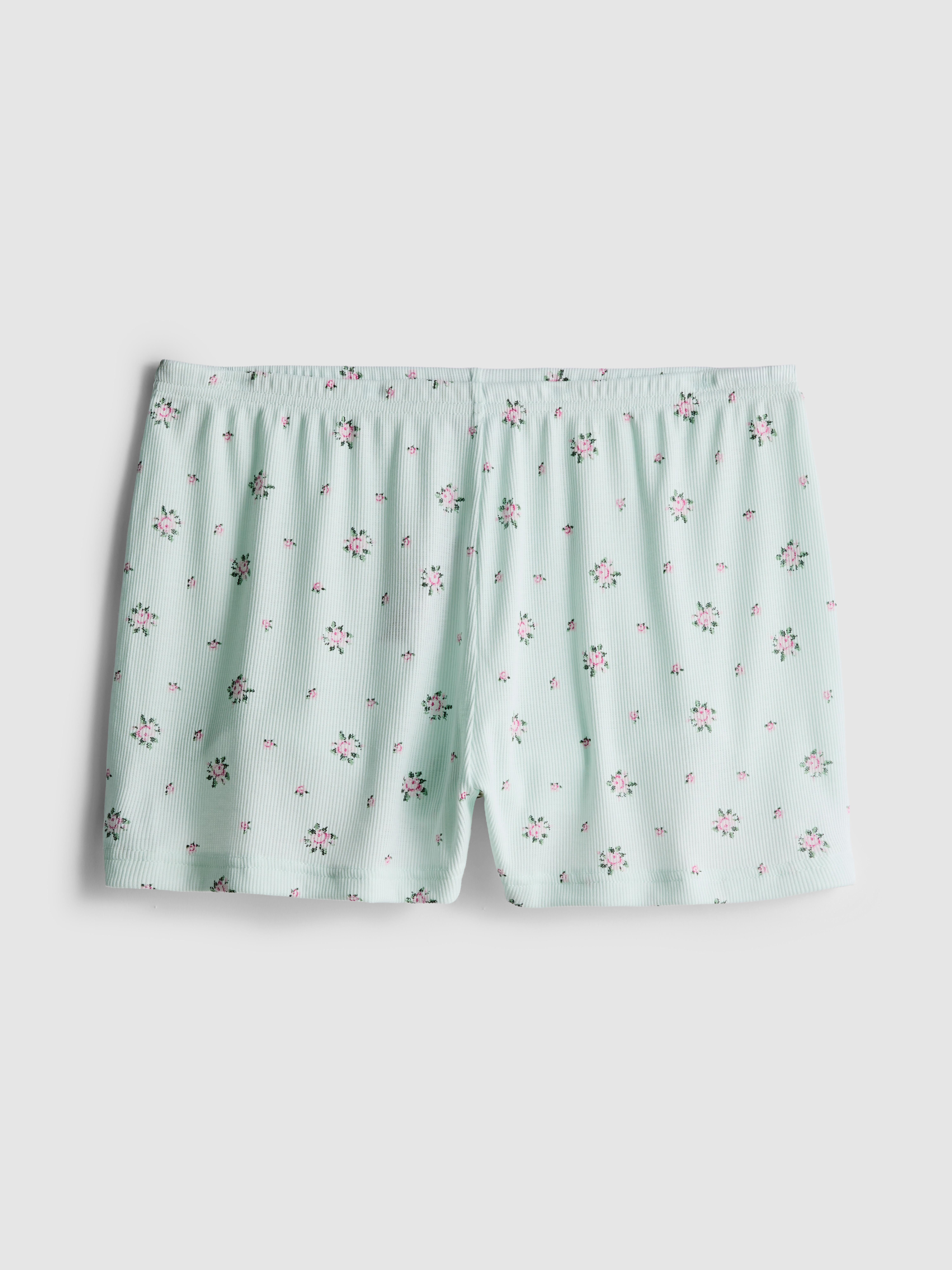 Short de pyjama en jersey côtelé Vert