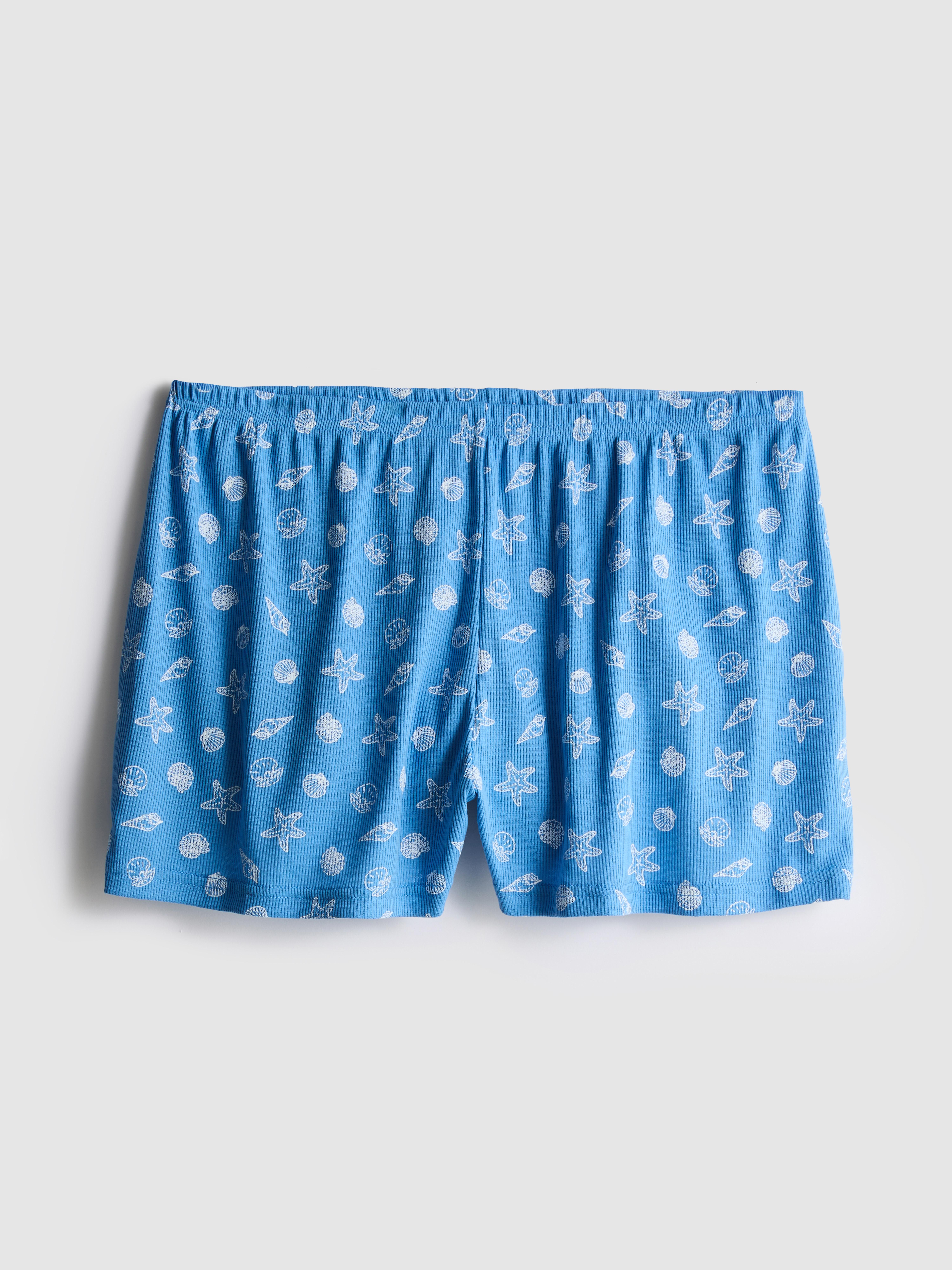 Short de pyjama en jersey côtelé Bleu vif