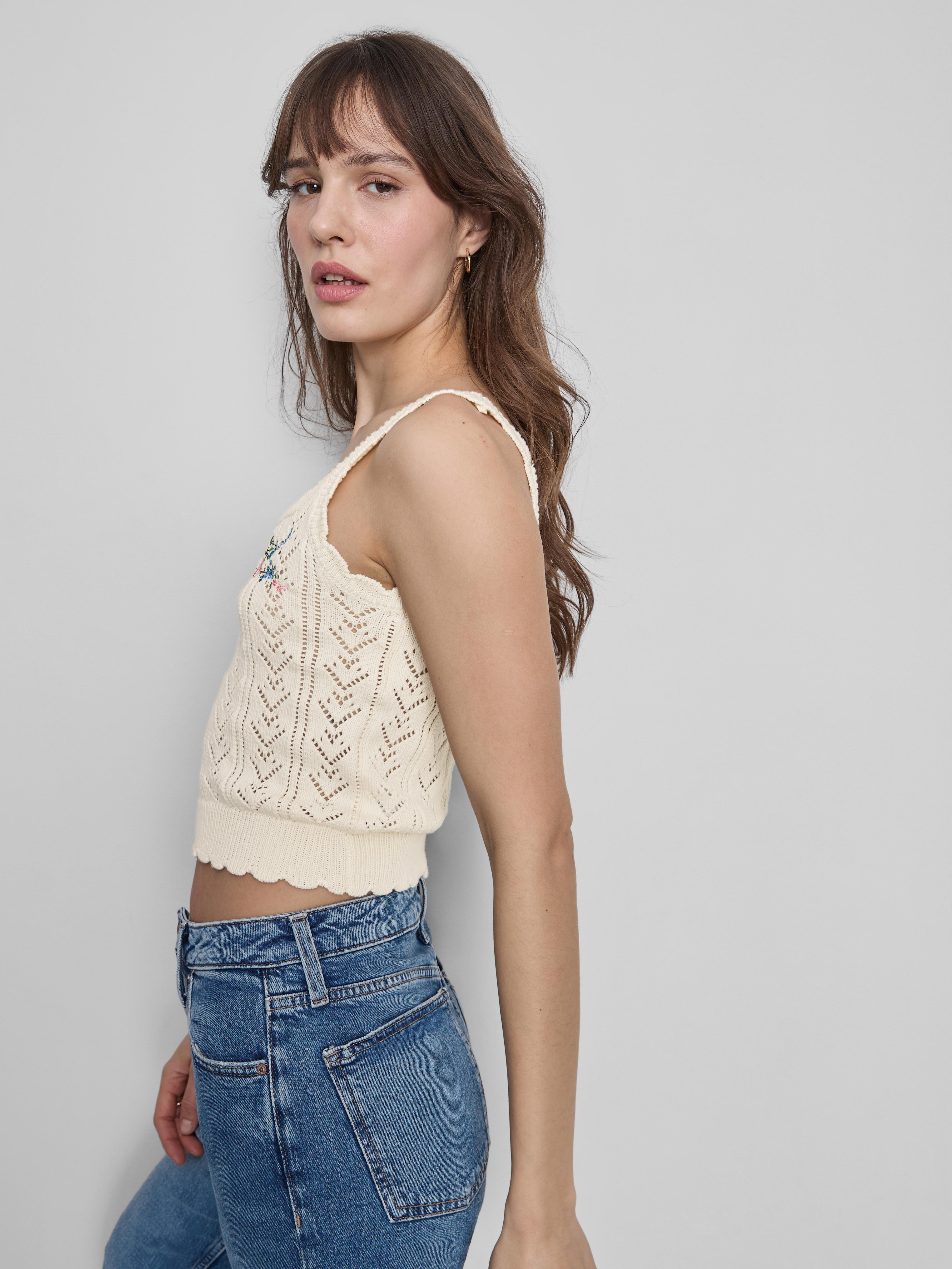 Floral Embroidered Pointelle Tank Top