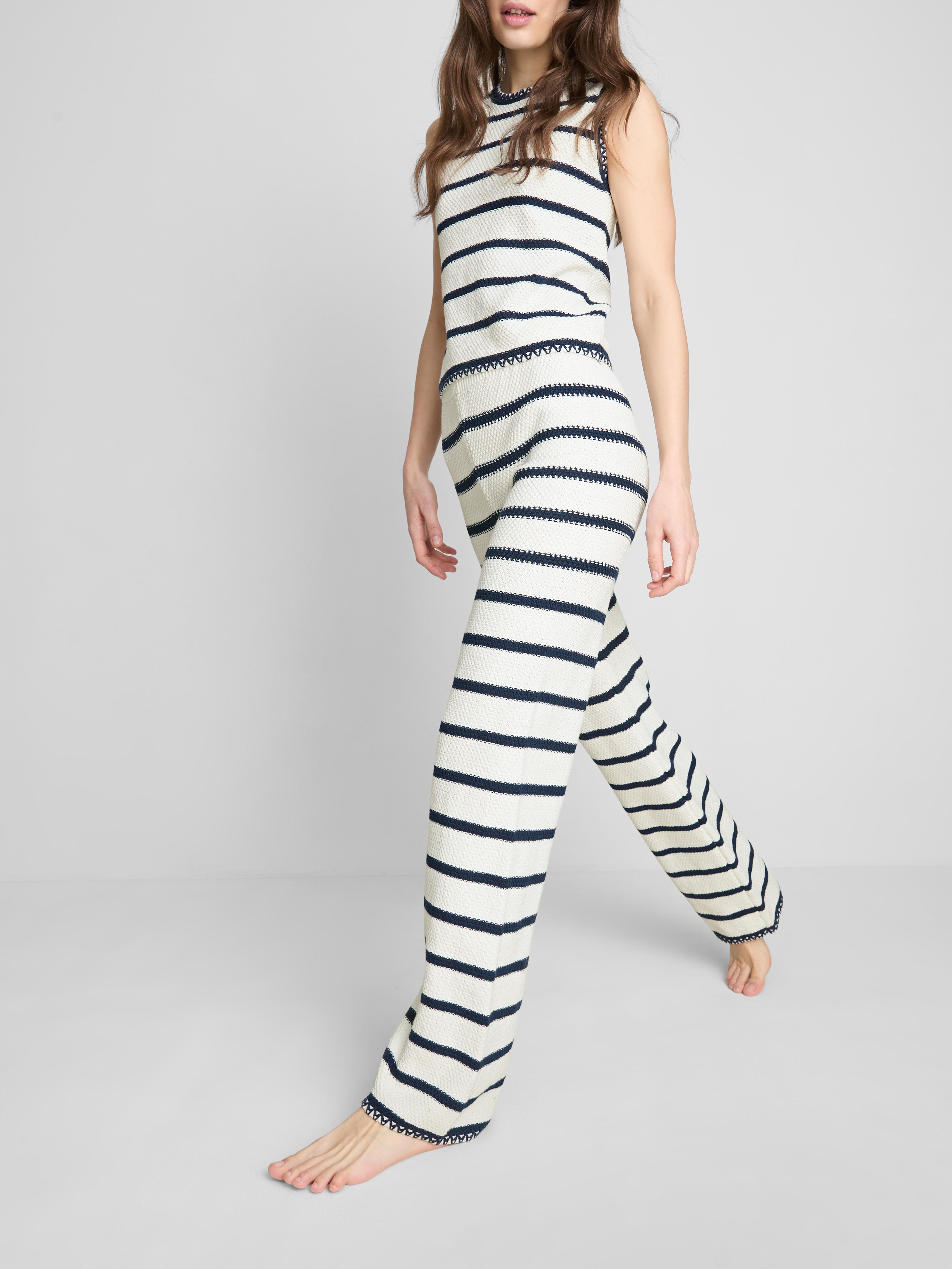 Knitted Striped Straight Leg Pants