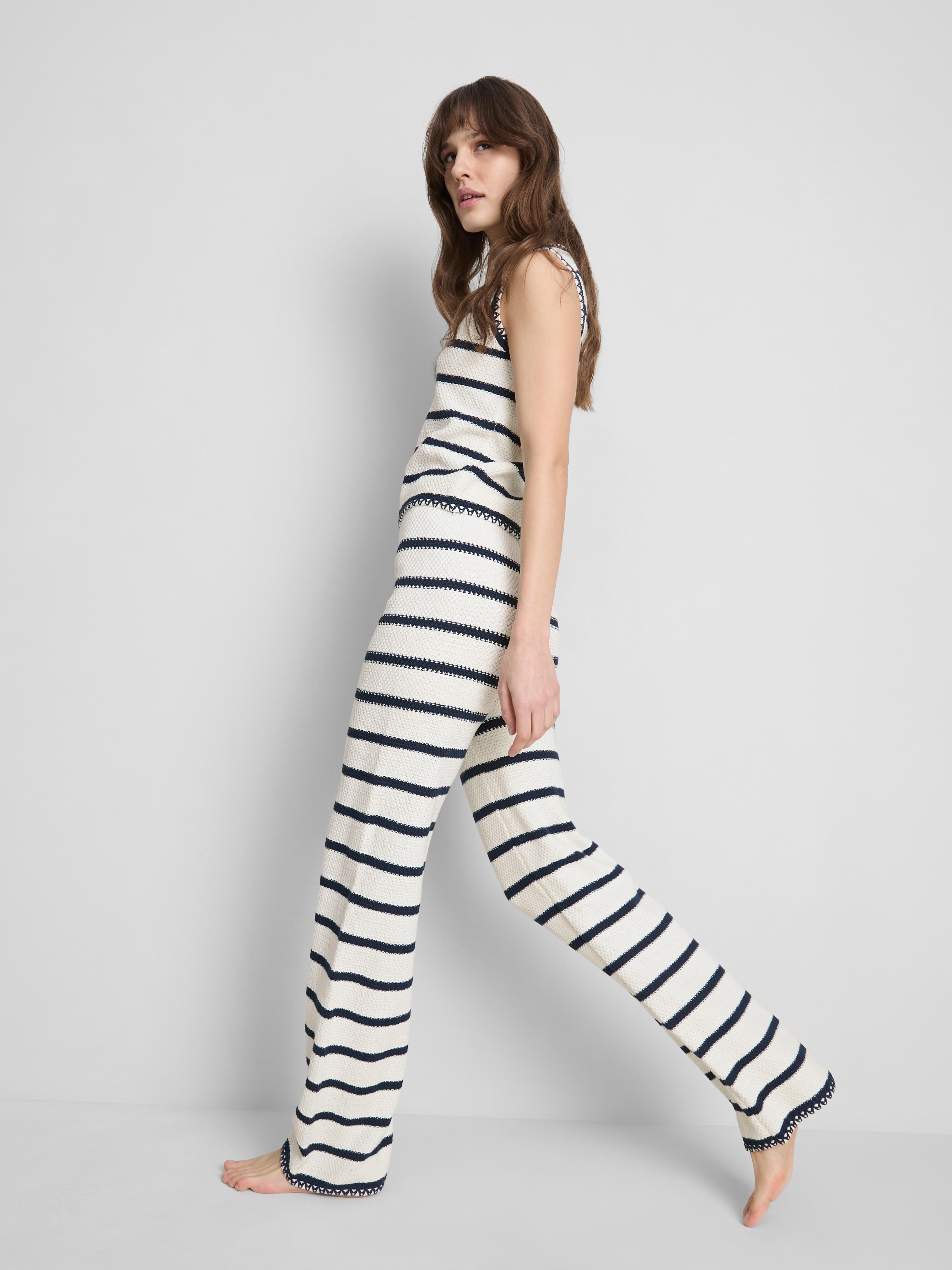 Pantaloni a gamba dritta lavorati a maglia a righe