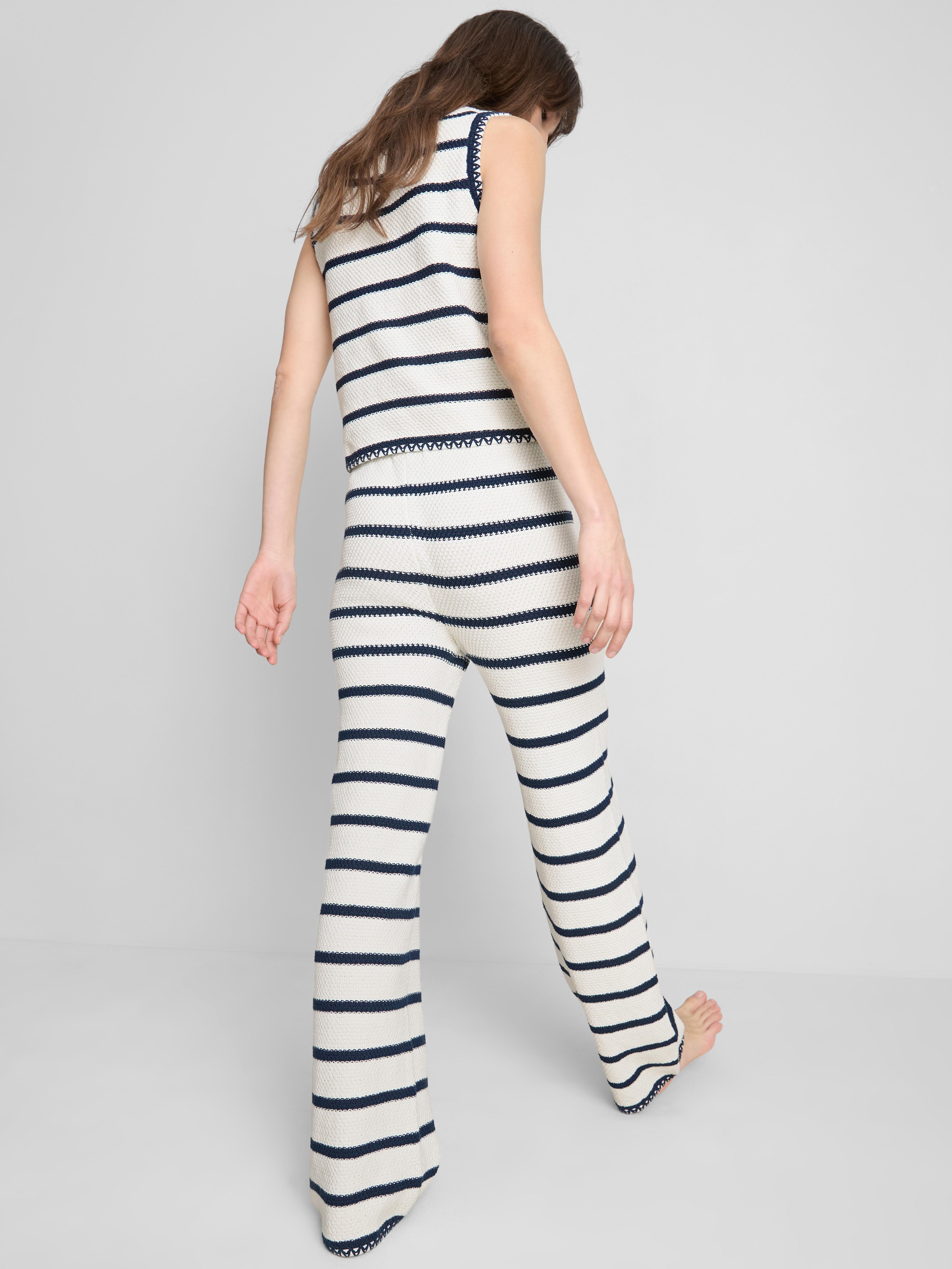 Knitted Striped Straight Leg Pants