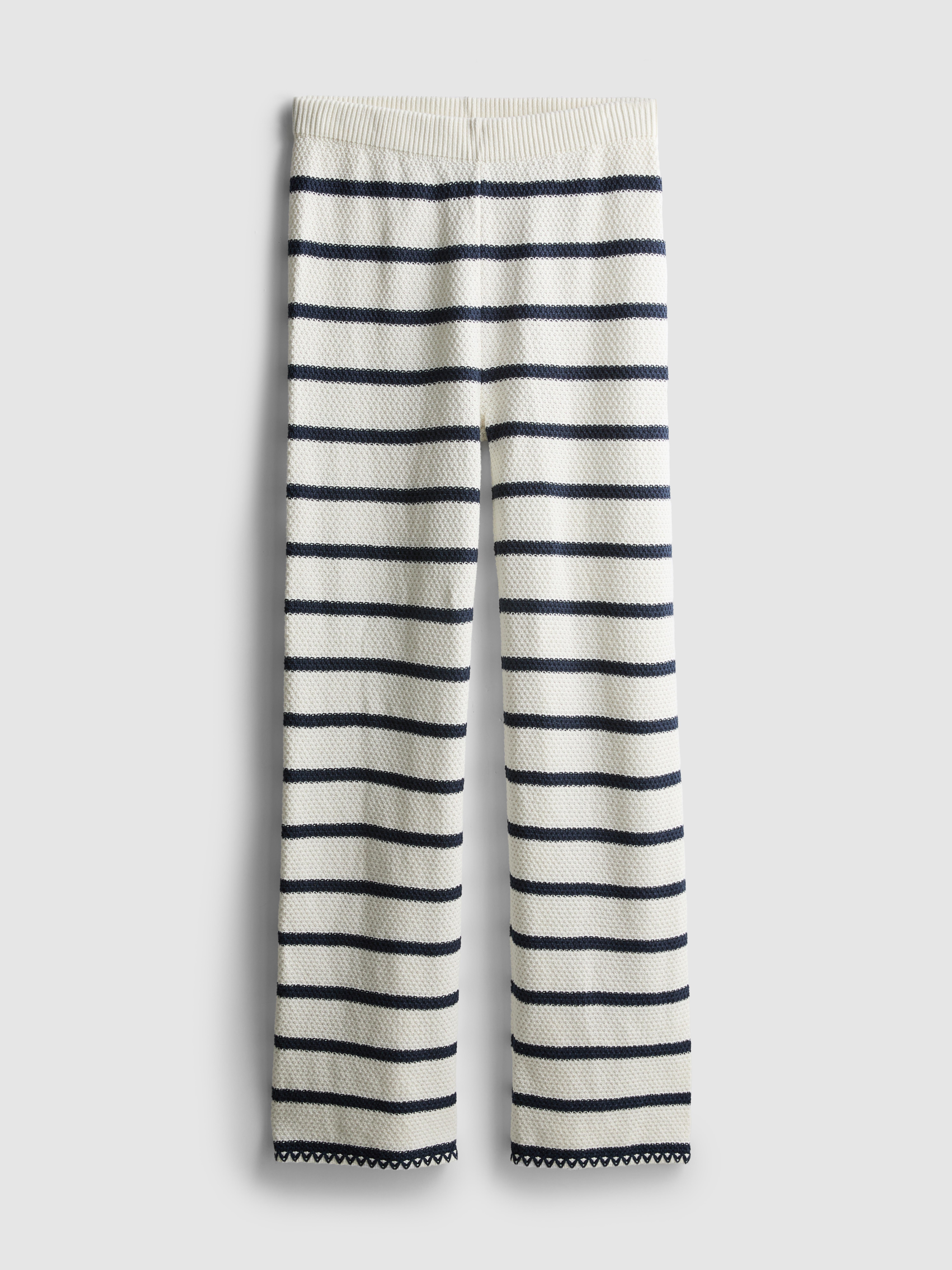 Knitted Striped Straight Leg Pants
