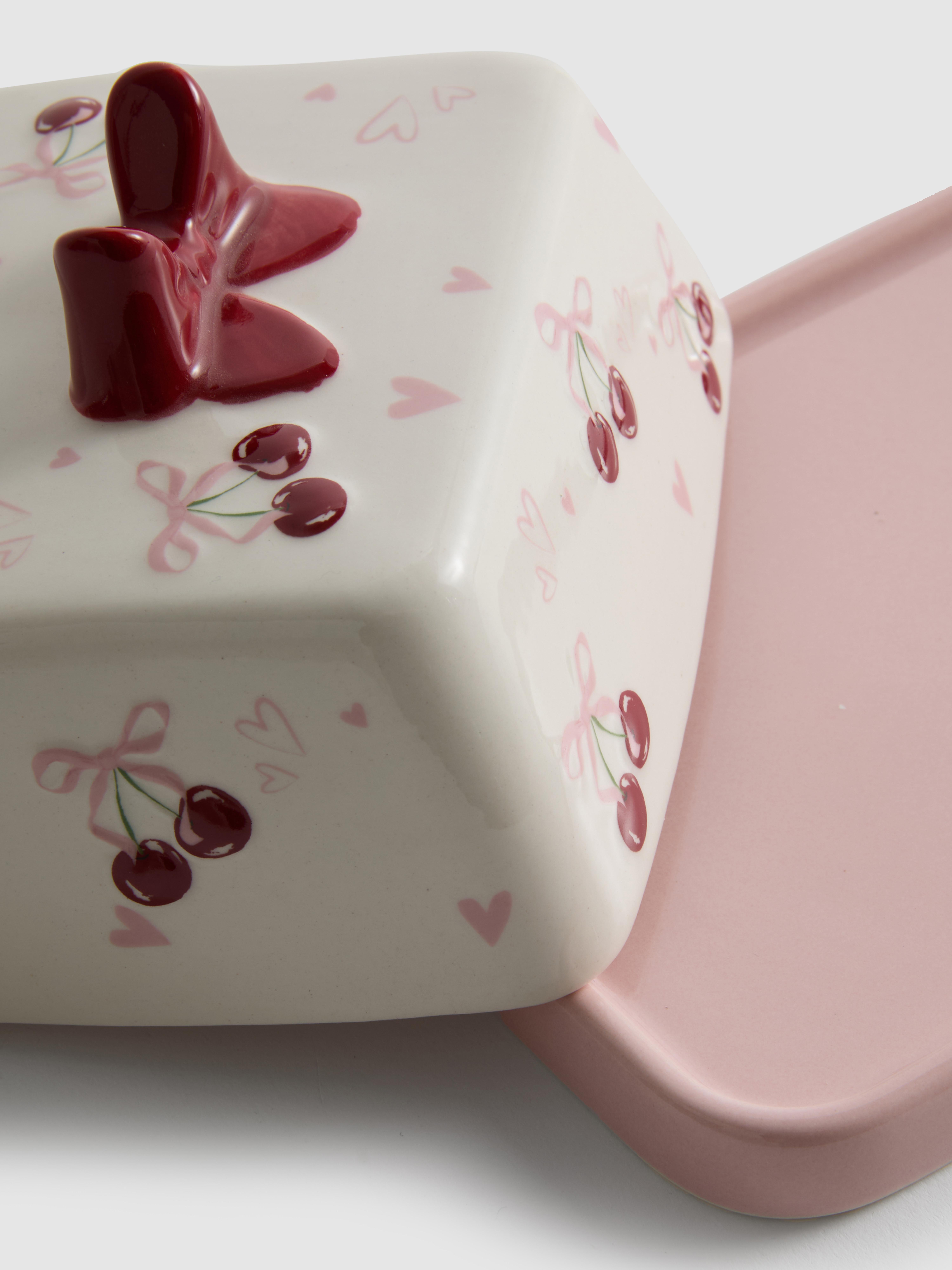 Bow And Cherry Butter Dish