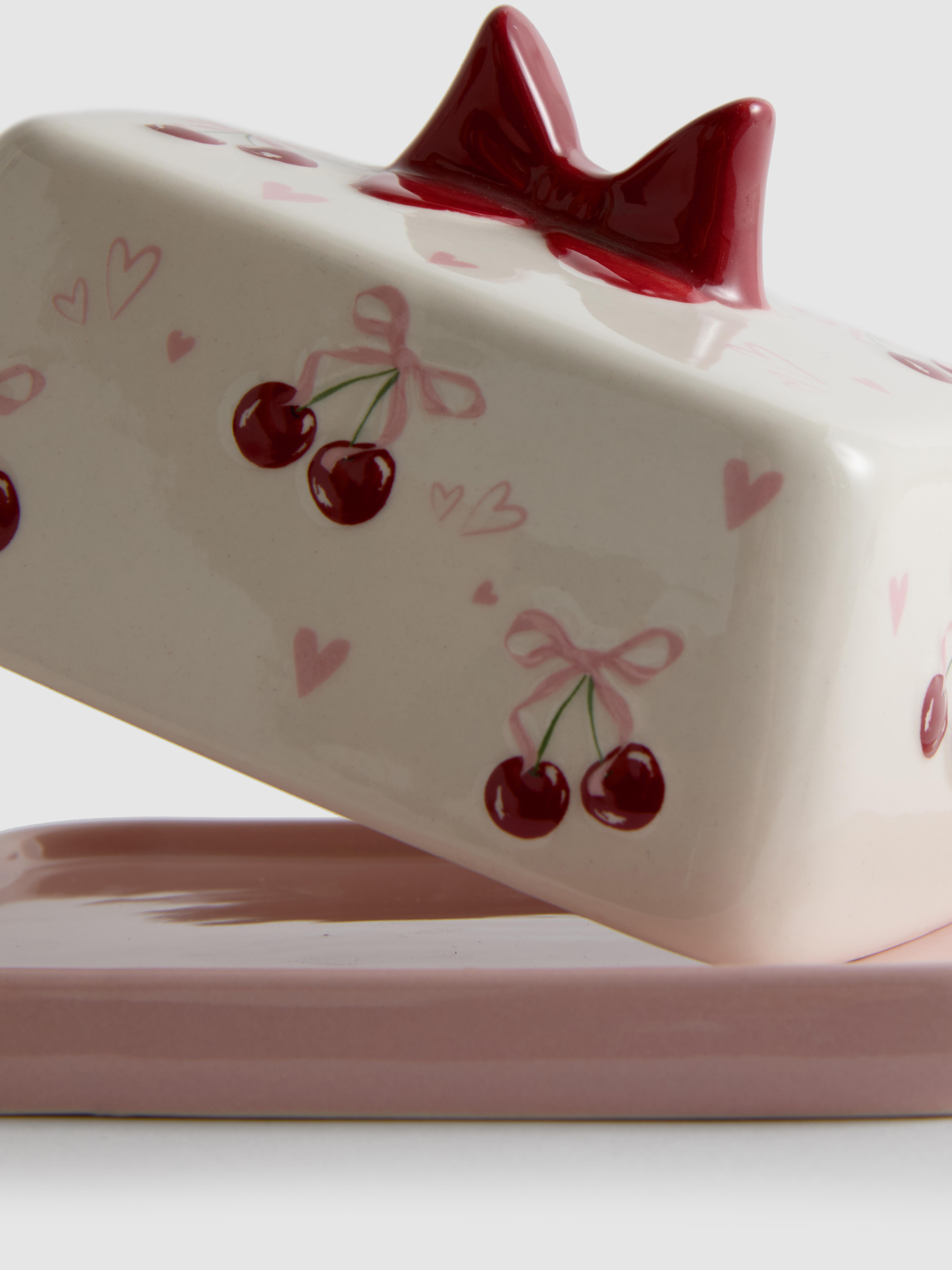 Bow And Cherry Butter Dish