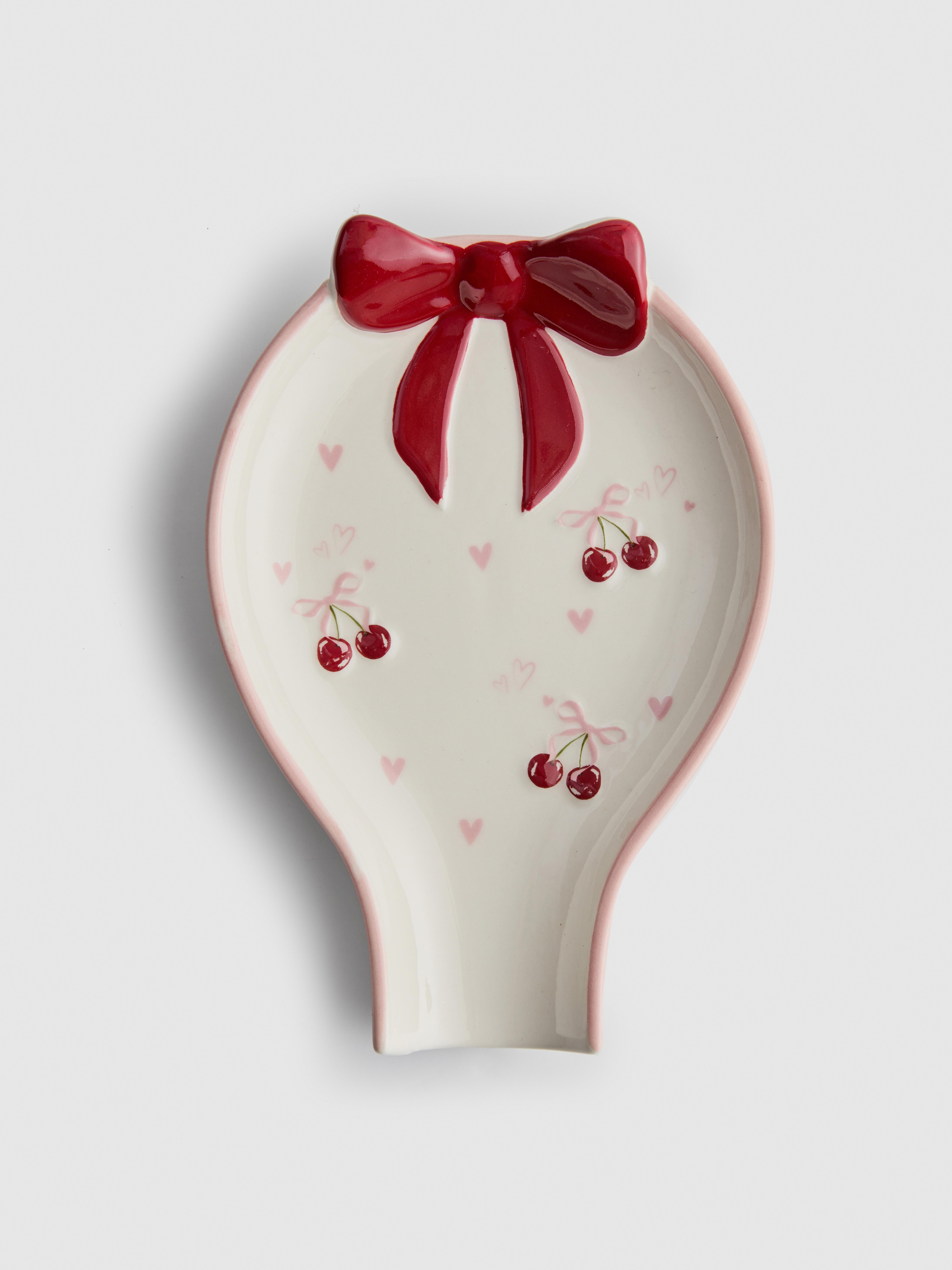 Löffelablage mit Herz- und Kirschdesign