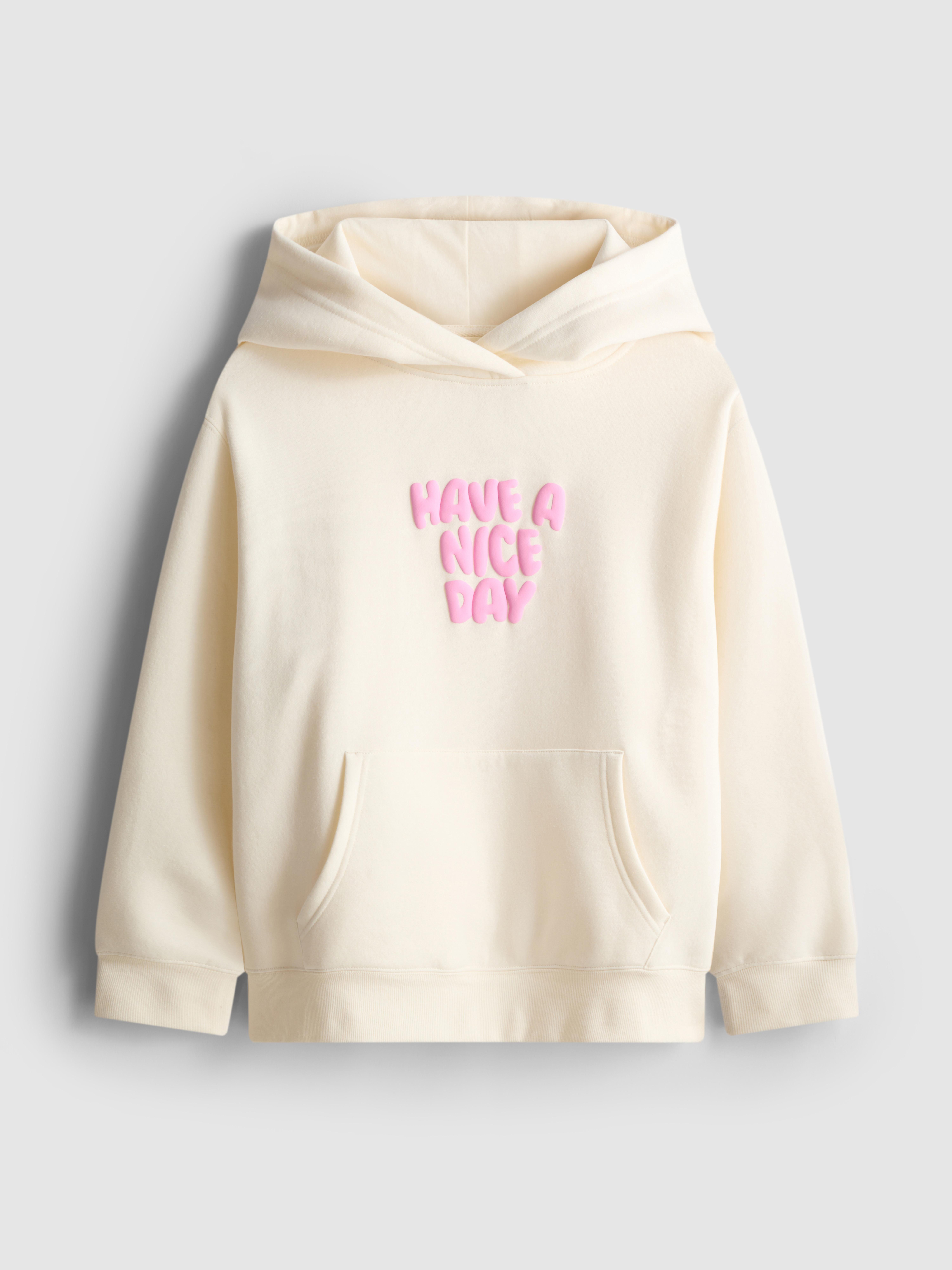 Women's Ivory Cotton-Blend Graphic Hoodie