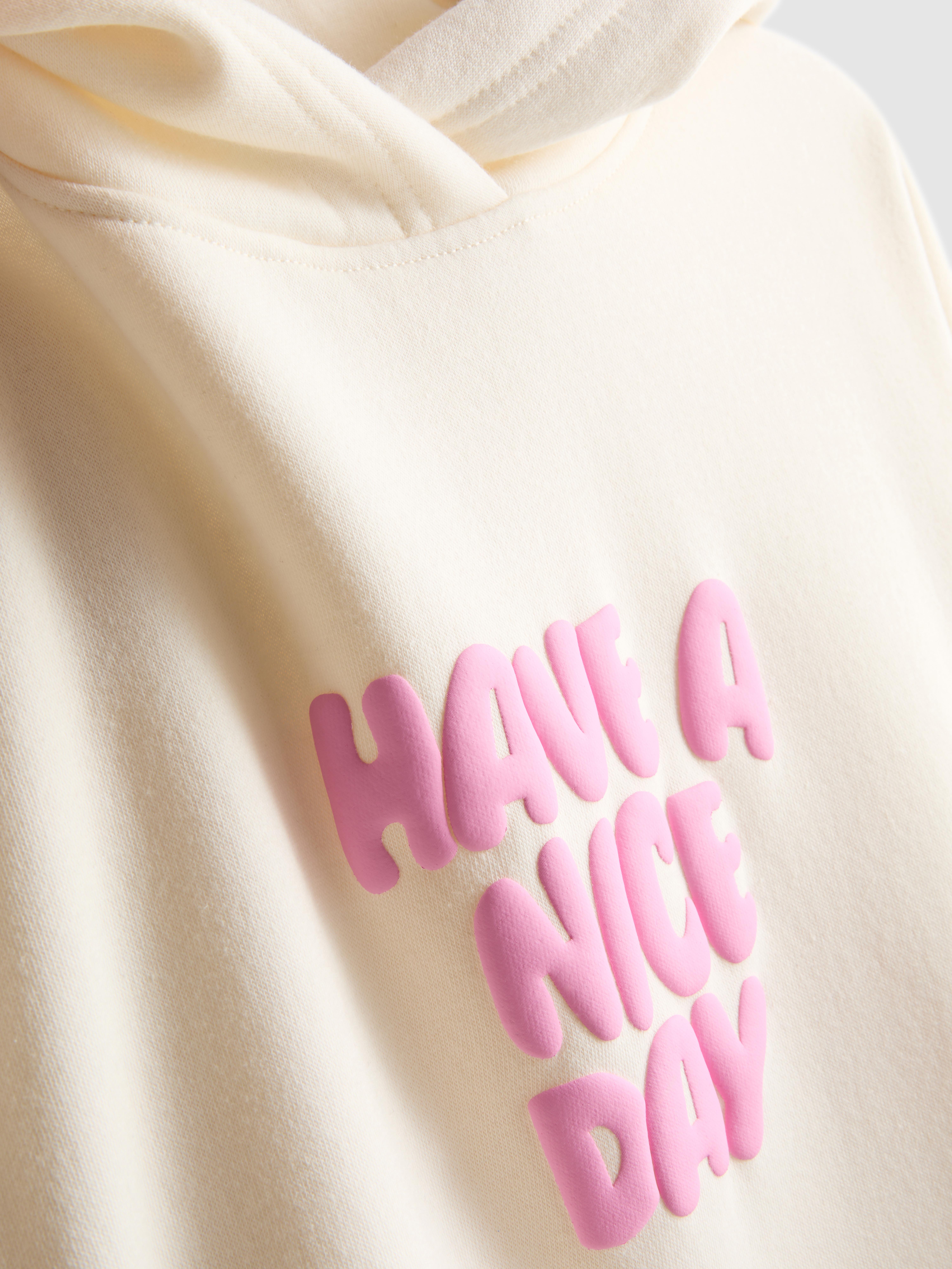 Women's Ivory Cotton-Blend Graphic Hoodie