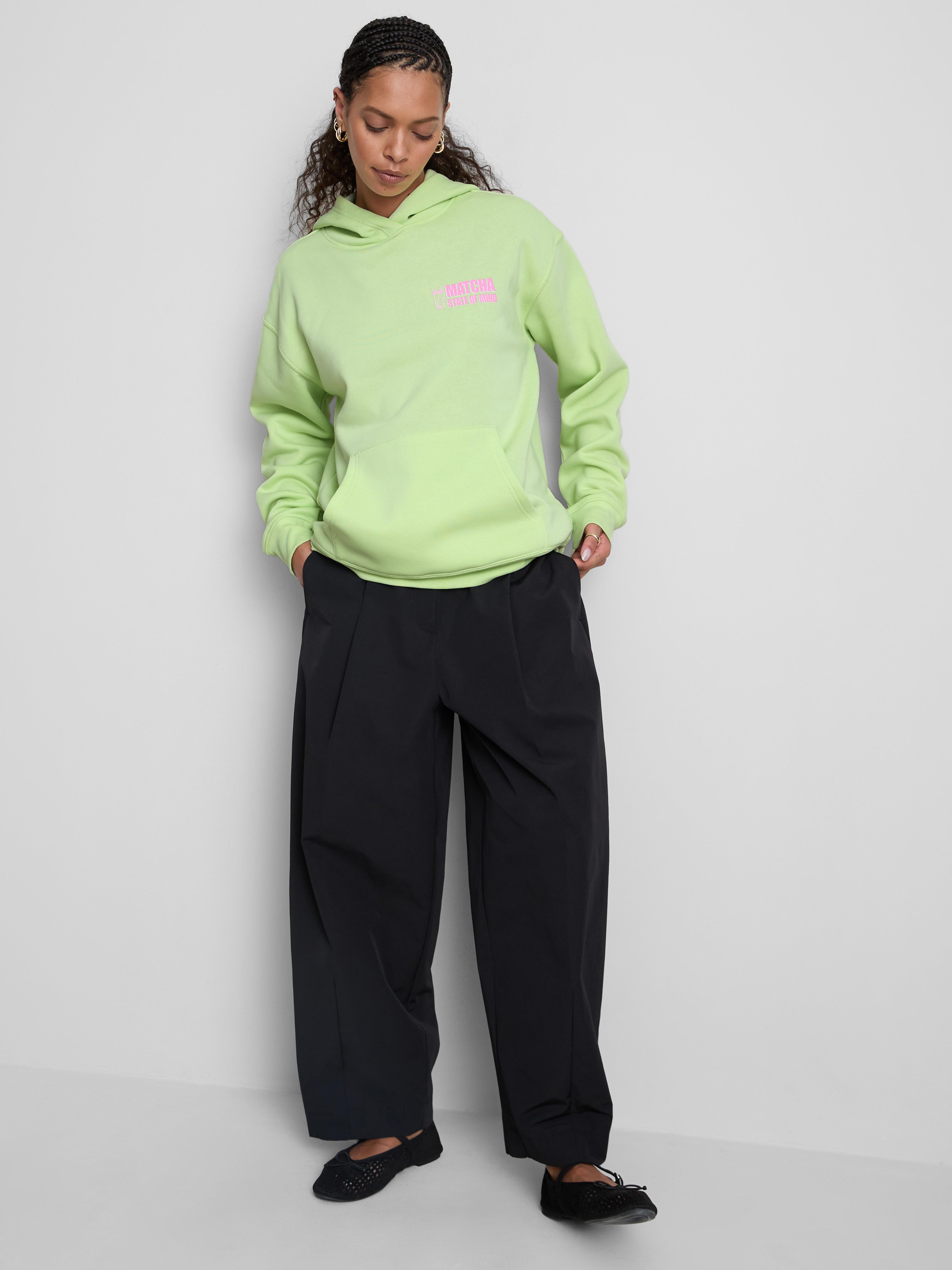 Grafik-Hoodie aus Baumwollmischung Hellgrün