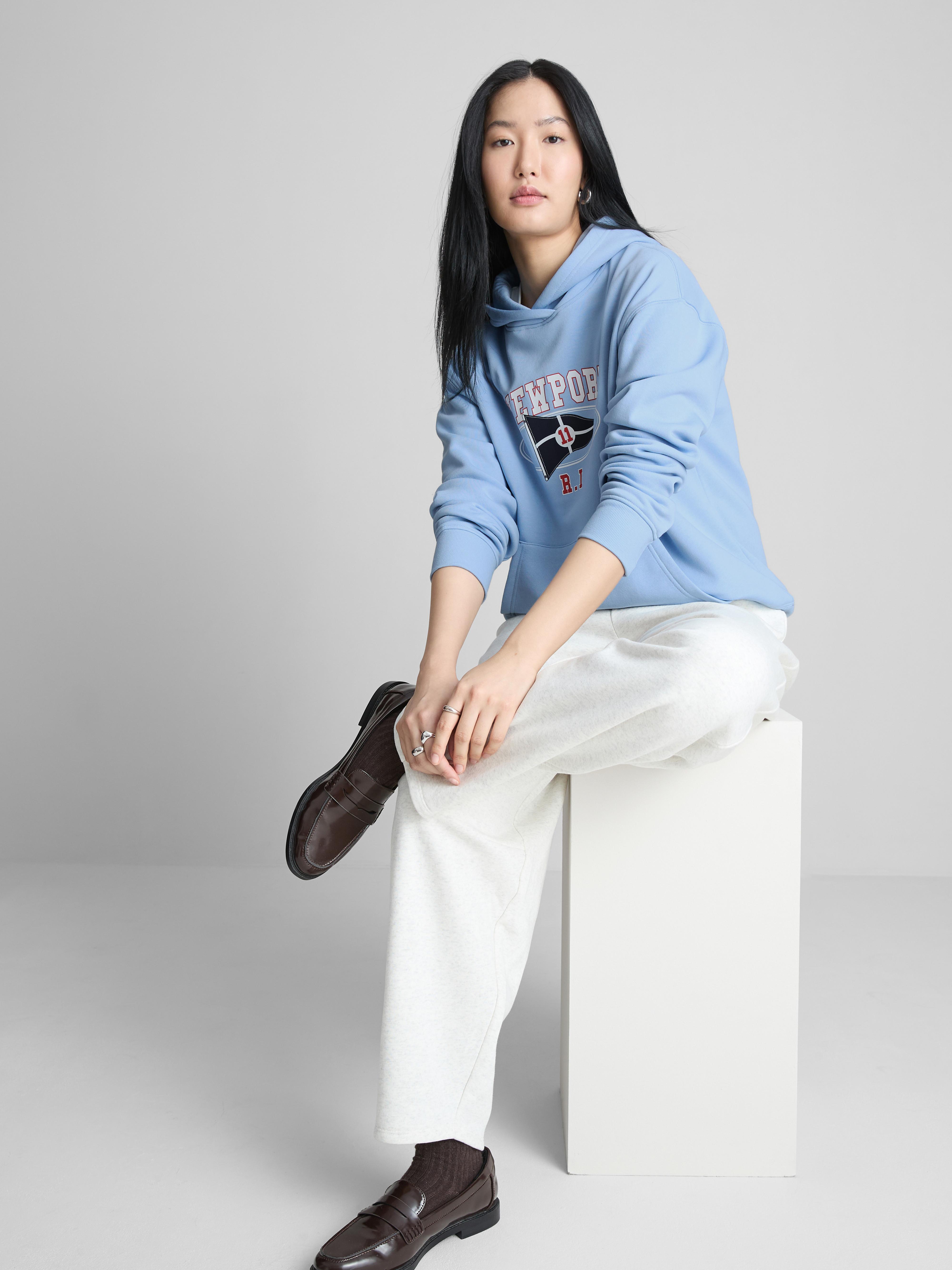 Grafik-Hoodie aus Baumwollmischung Blau