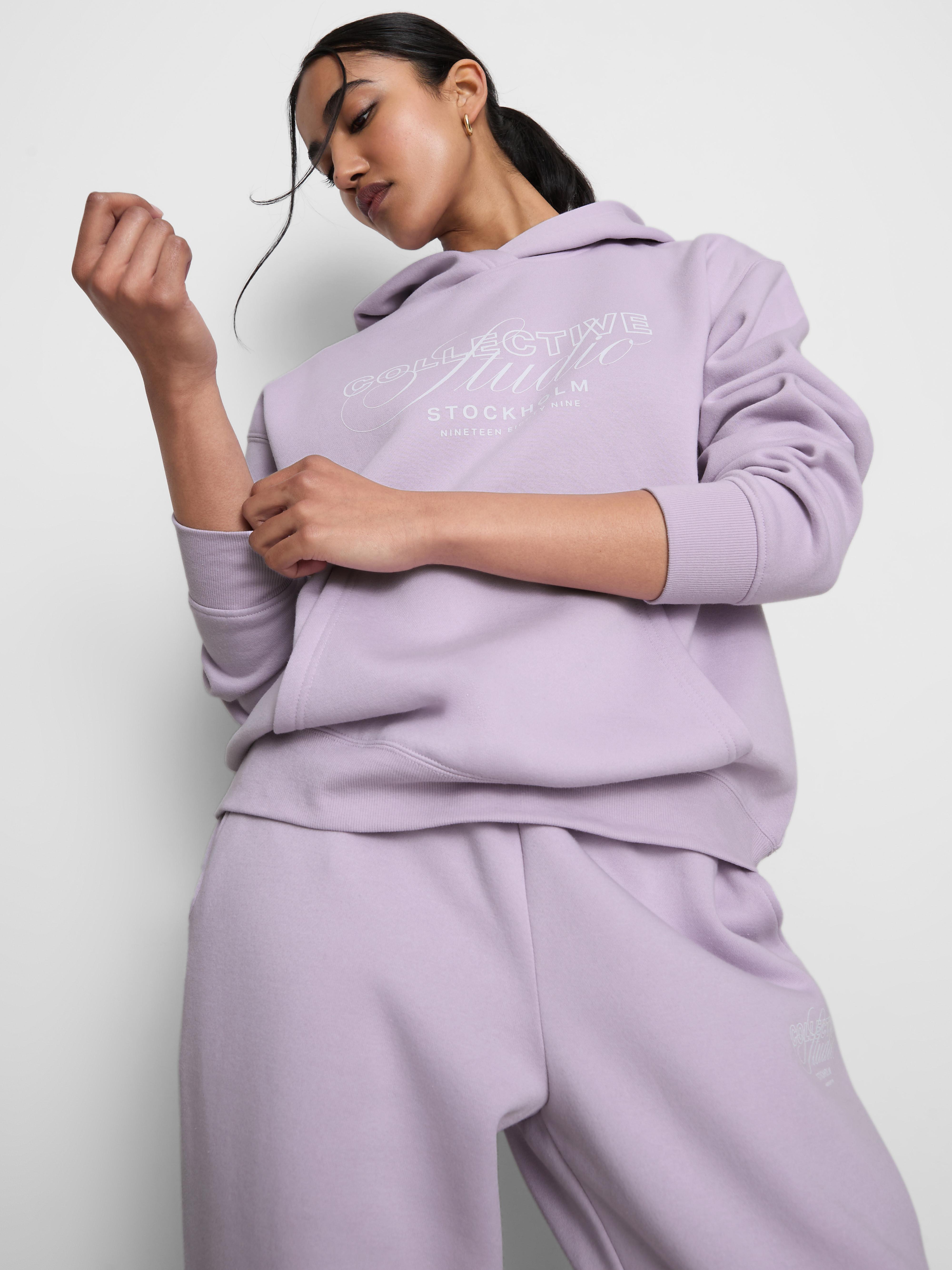 Women's Lilac Cotton-Blend Graphic Hoodie