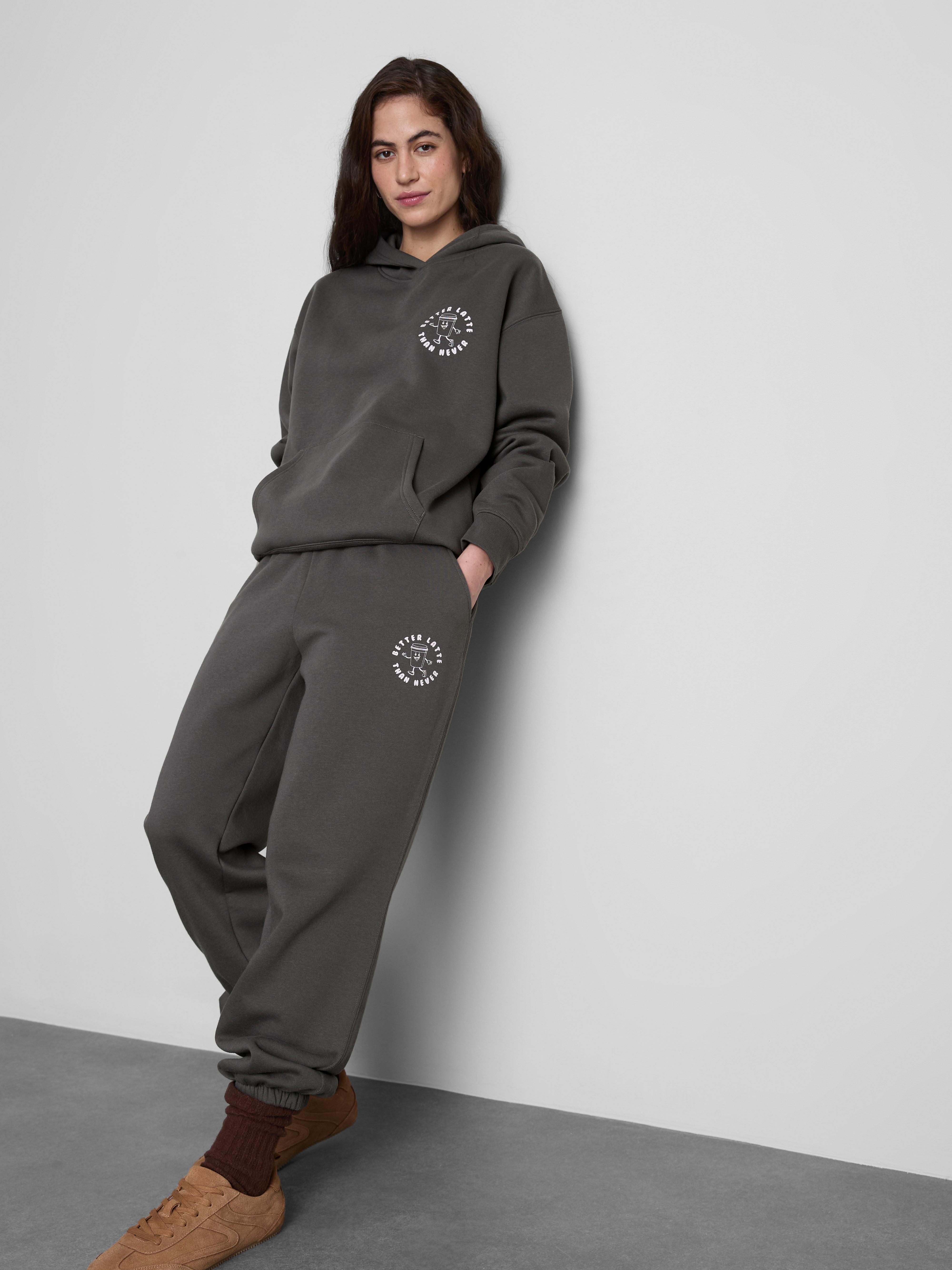 Women's Charcoal Cotton-Blend Graphic Hoodie