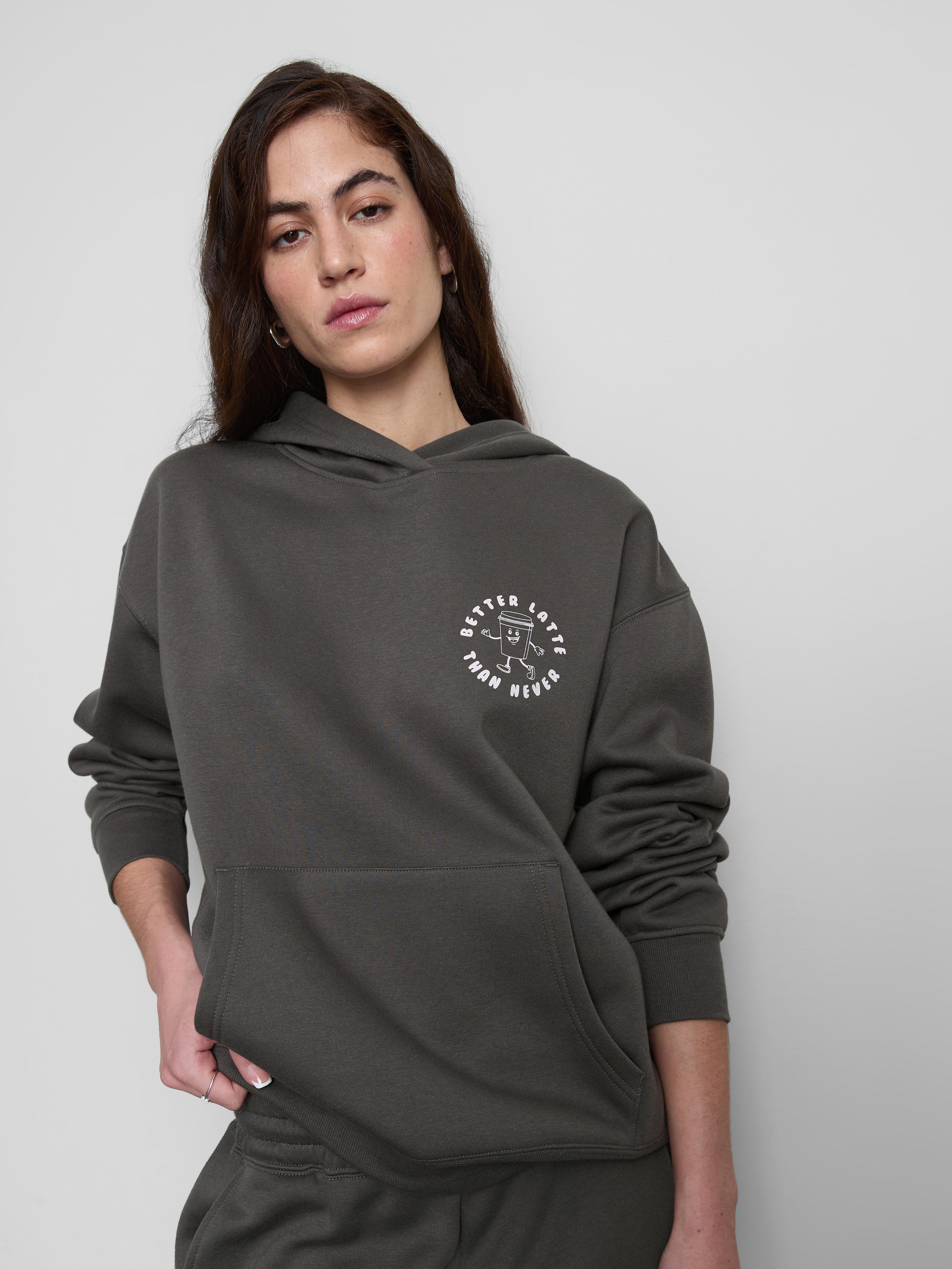 Women's Charcoal Cotton-Blend Graphic Hoodie