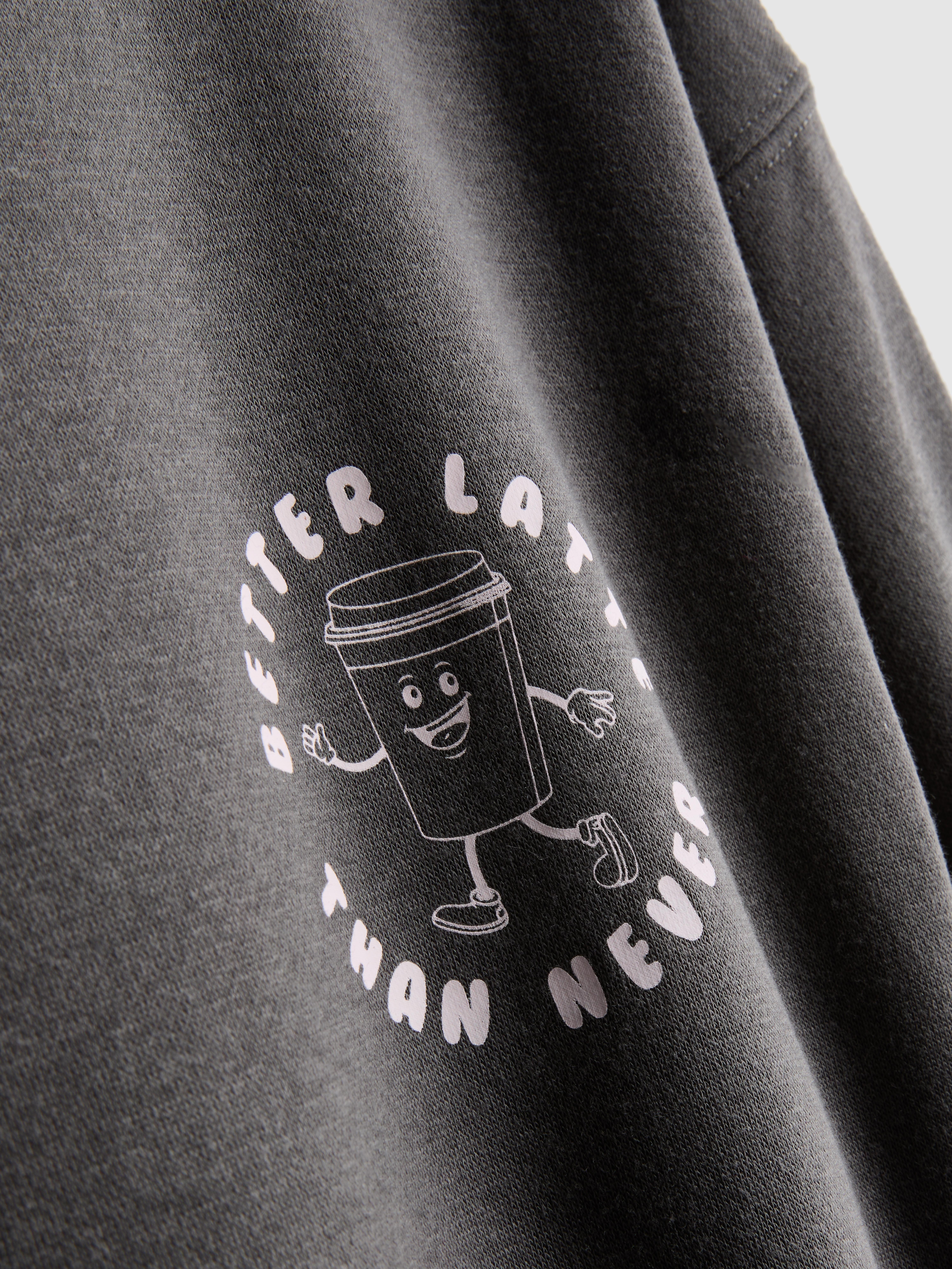 Women's Charcoal Cotton-Blend Graphic Hoodie