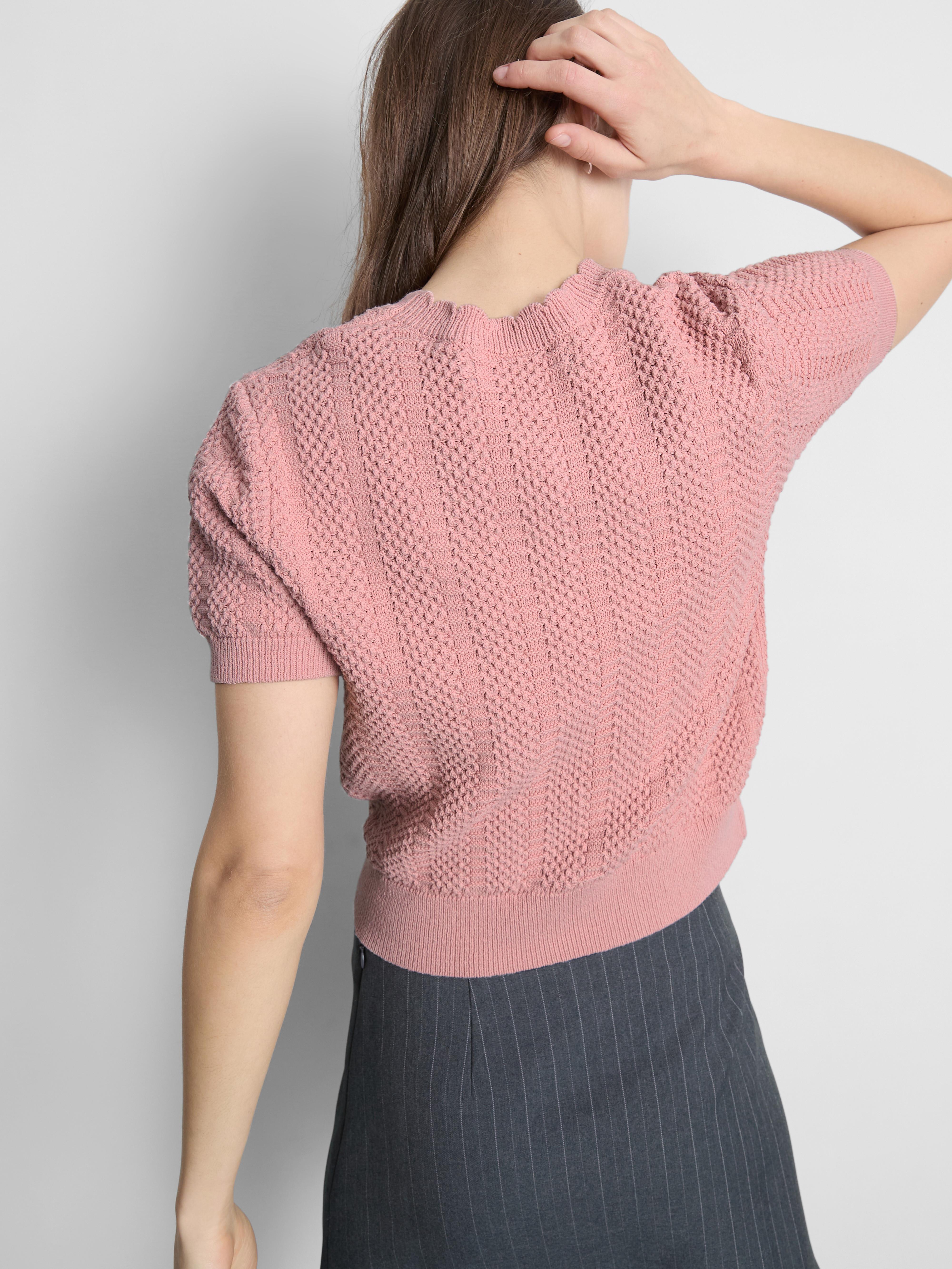 Cotton Blend Frill Neck Tee