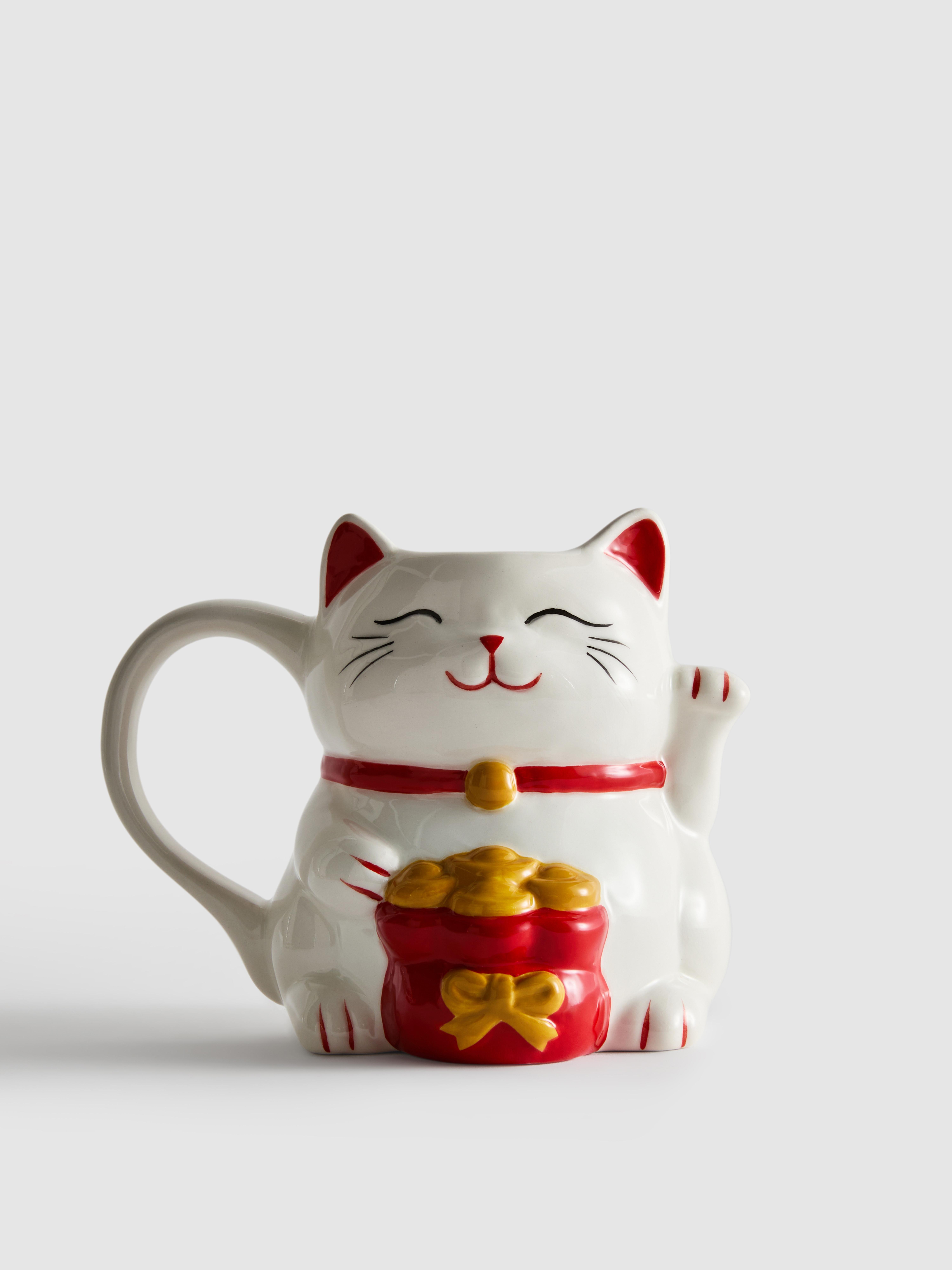 Taza con gato de la suerte
