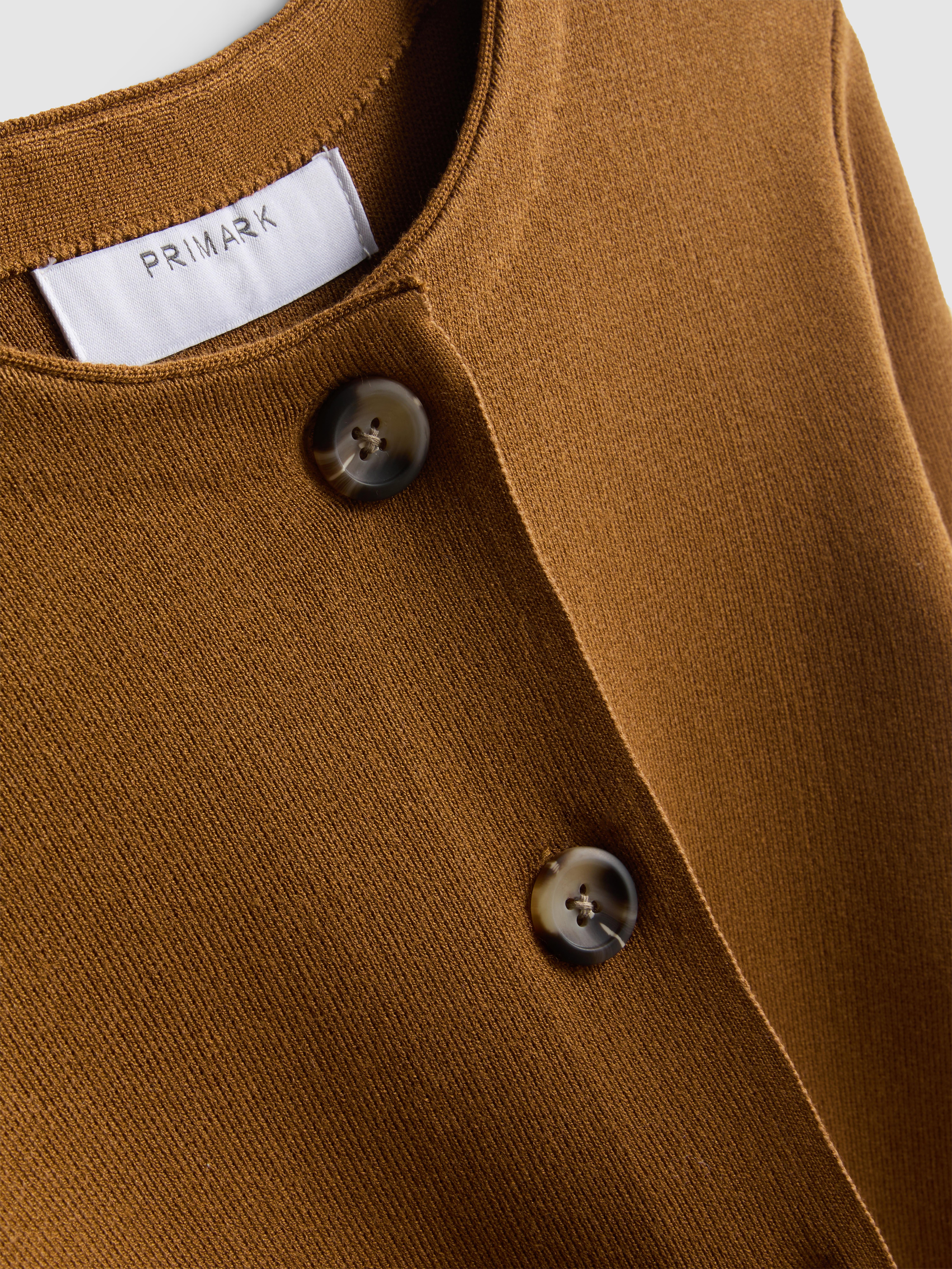 Women's Camel Sculpted Crewneck Cardigan