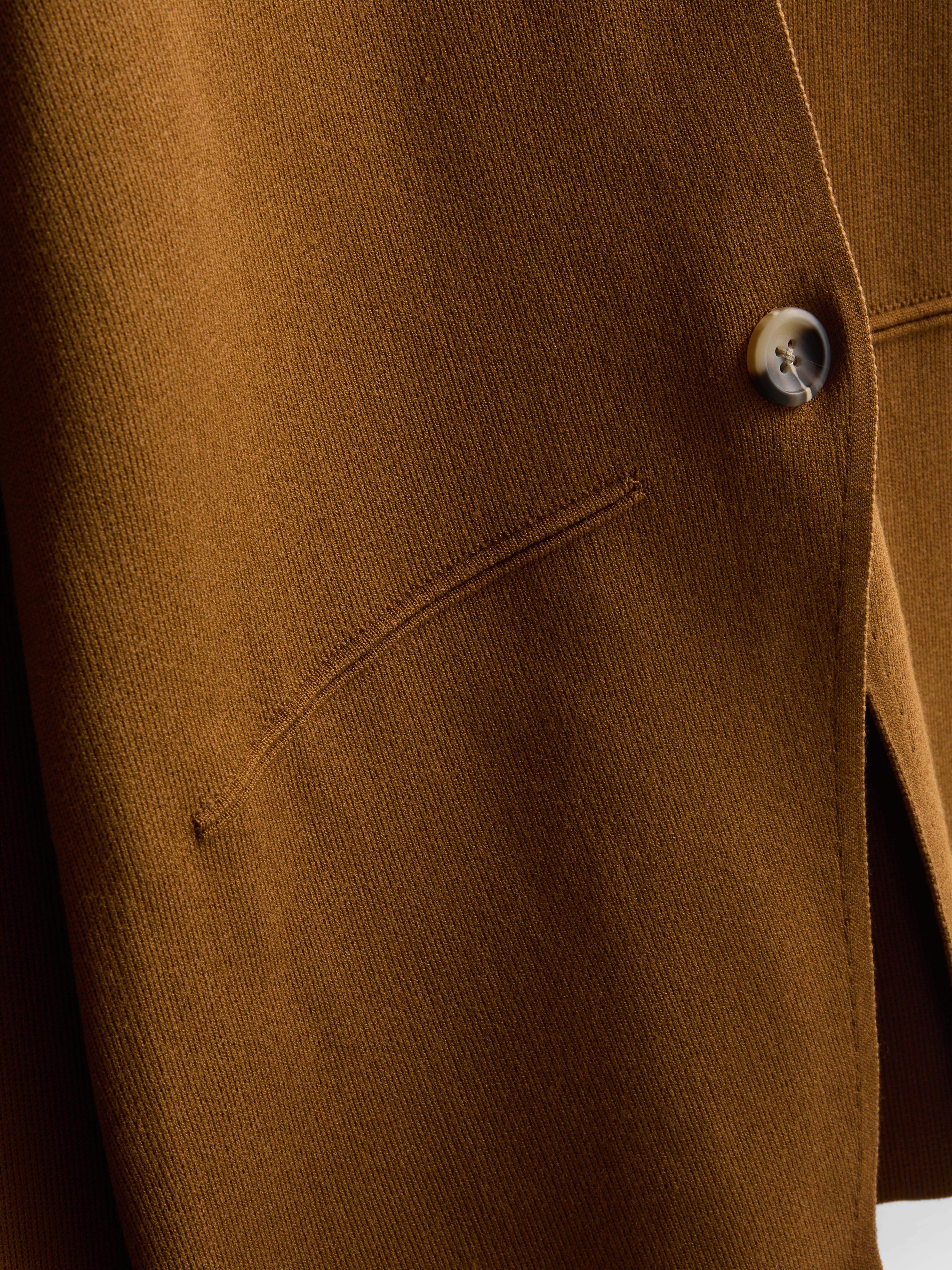 Women's Camel Sculpted Crewneck Cardigan