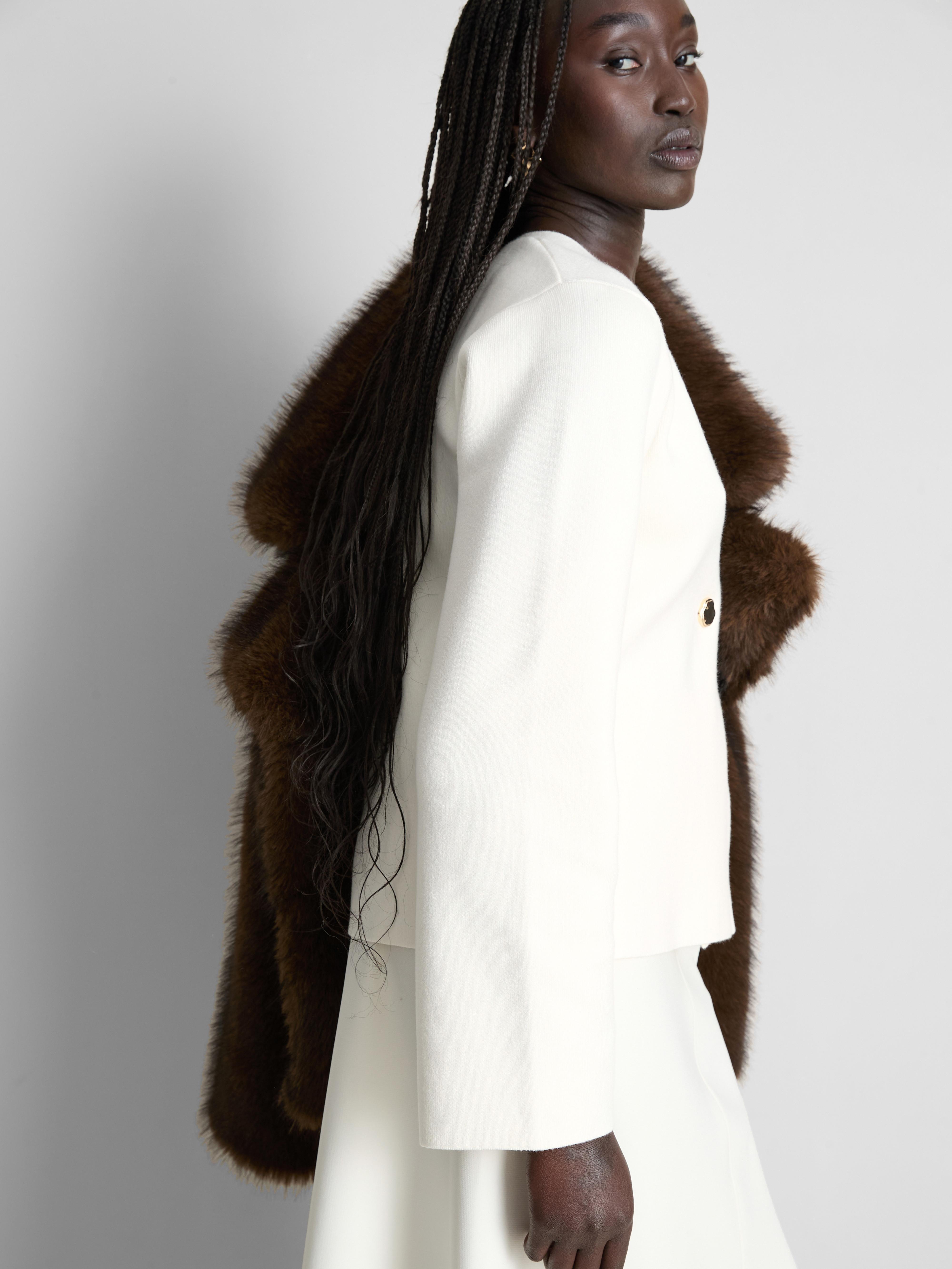 Women's Ivory Double-Breasted V-Neck Cardigan