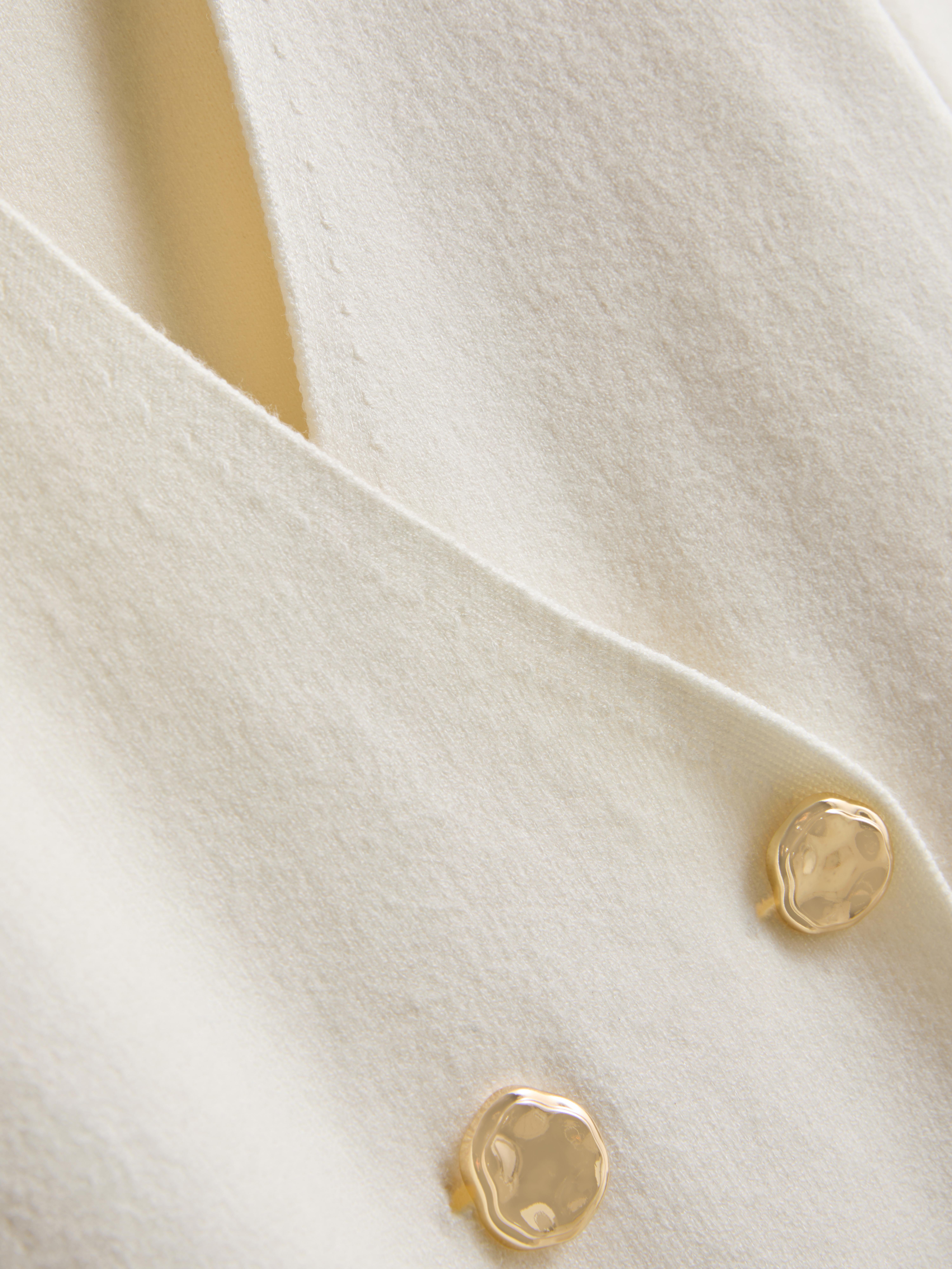 Women's Ivory Double-Breasted V-Neck Cardigan