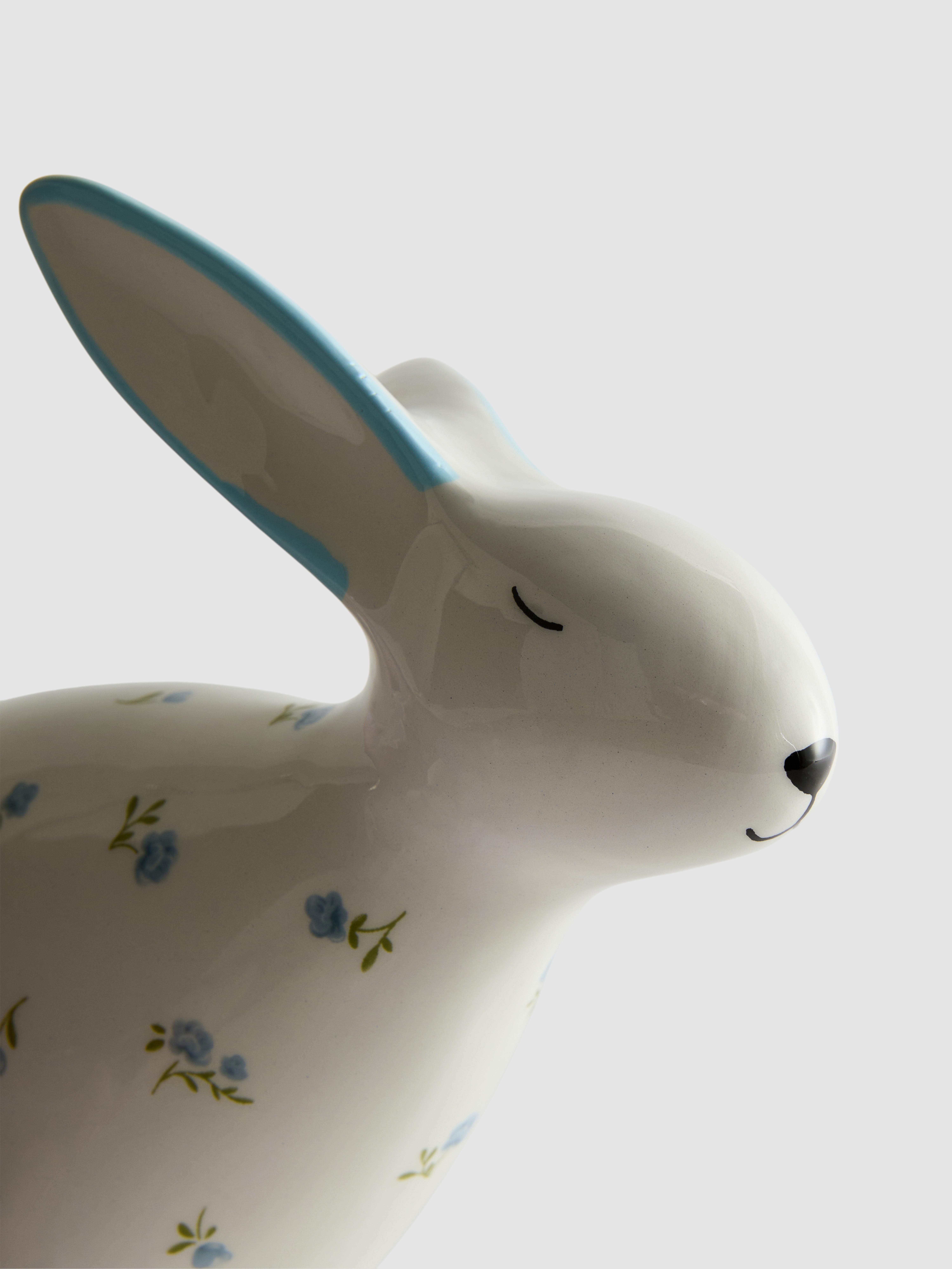 Floral Ceramic Easter Bunny Ornament