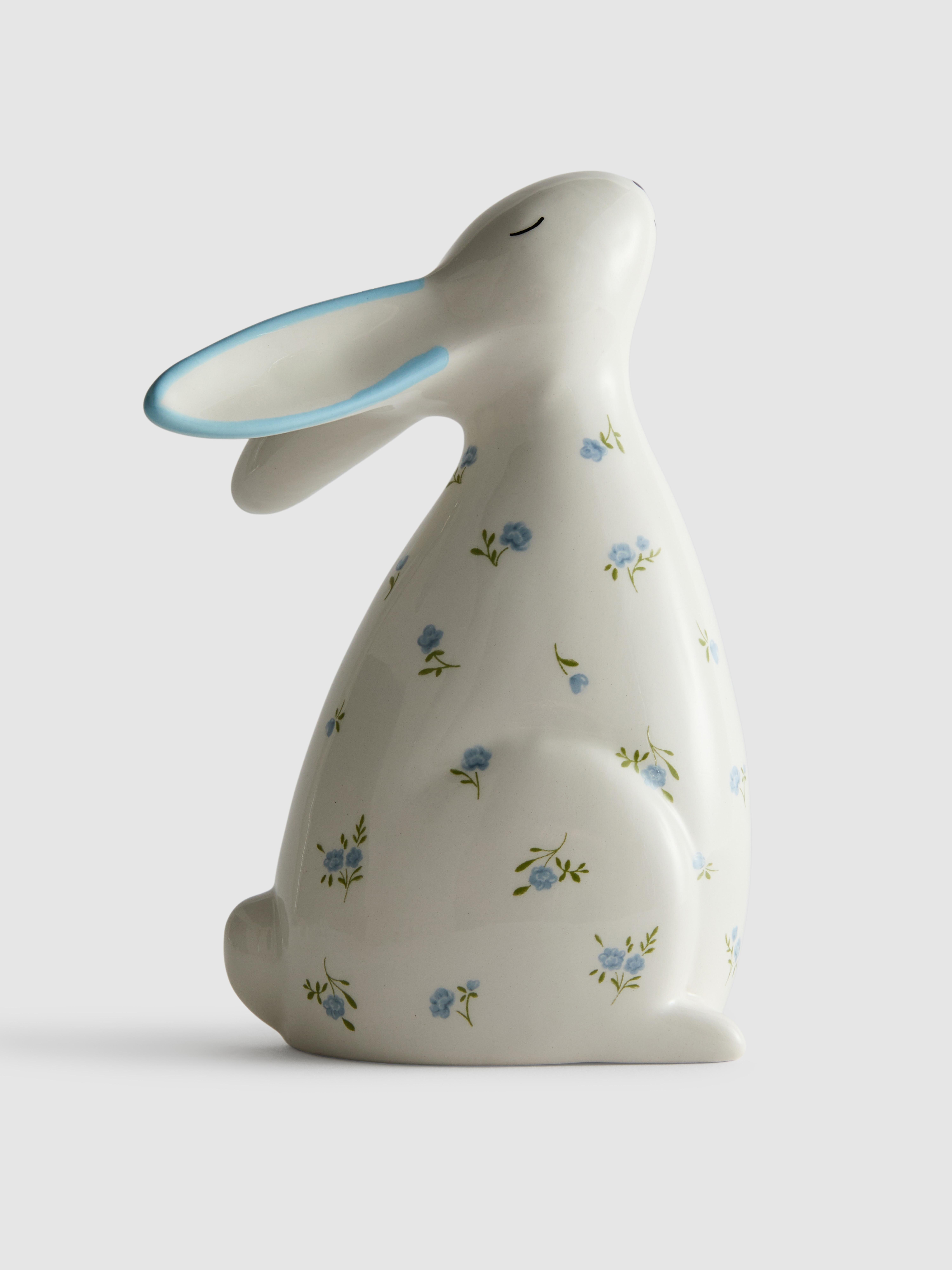 Floral Ceramic Easter Bunny Ornament