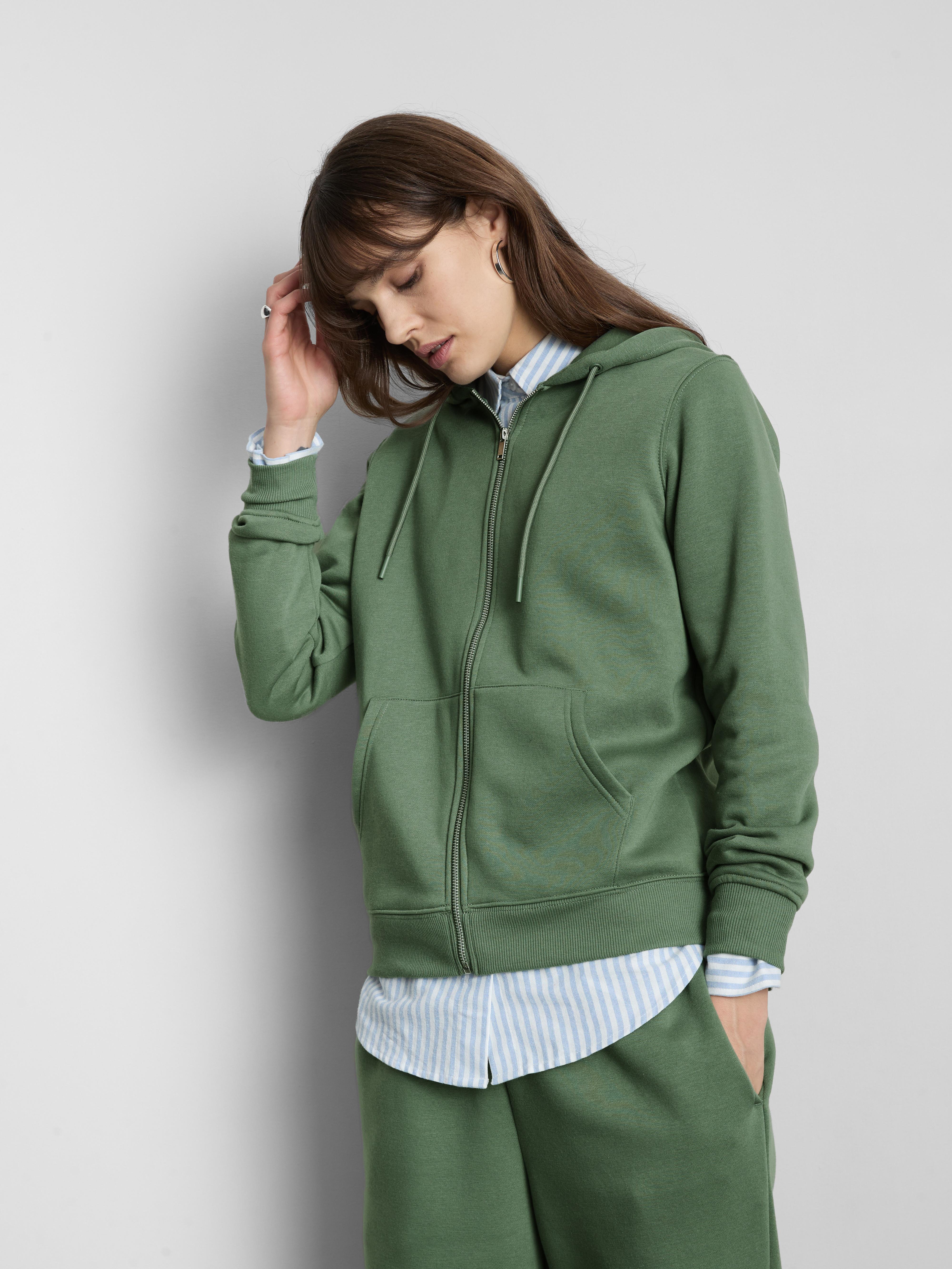 Women's Olive Essential Zip-Through Hoodie