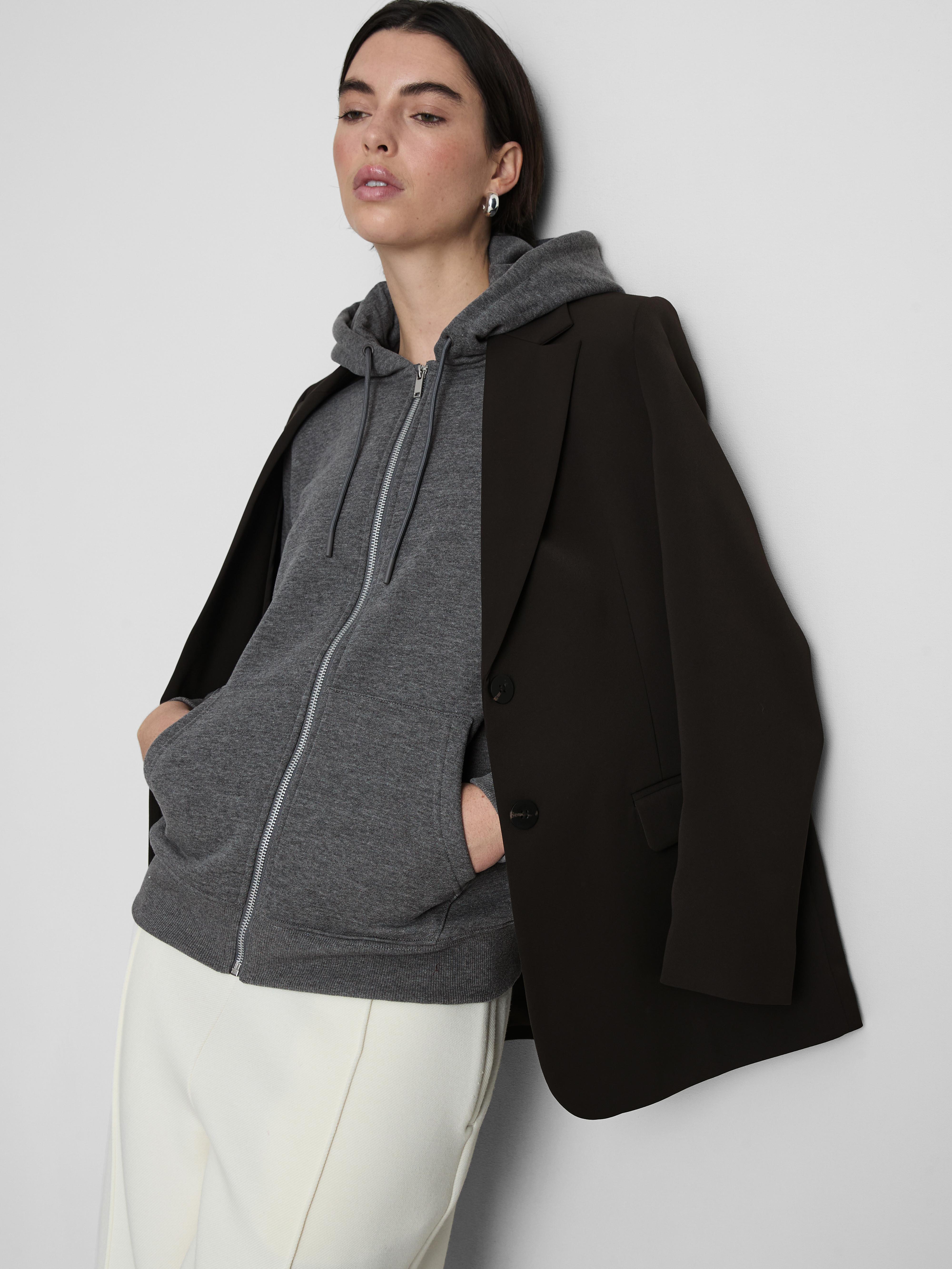 Women's Charcoal Heather Essential Zip-Through Hoodie