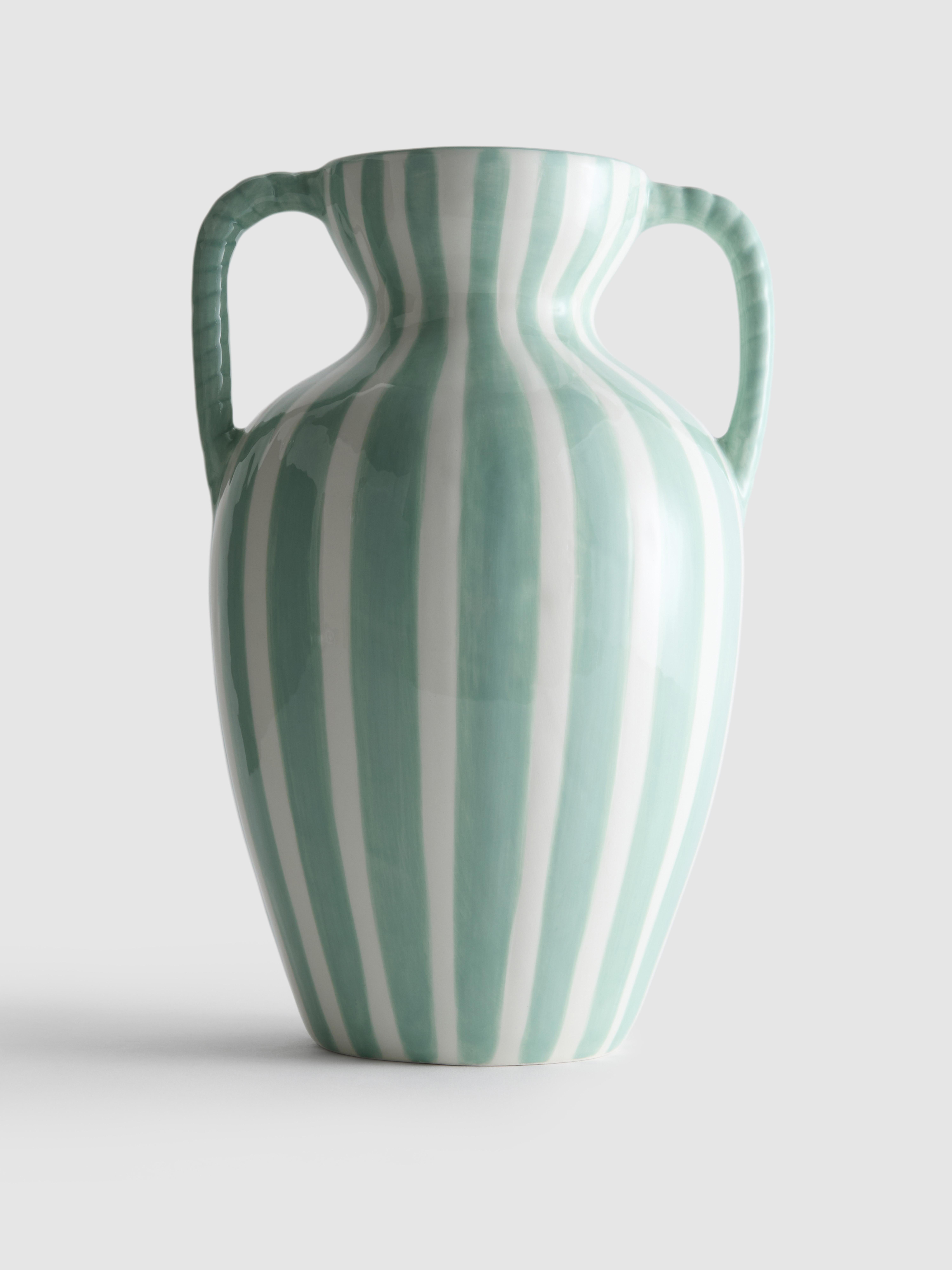 Jarrón tipo urna a rayas