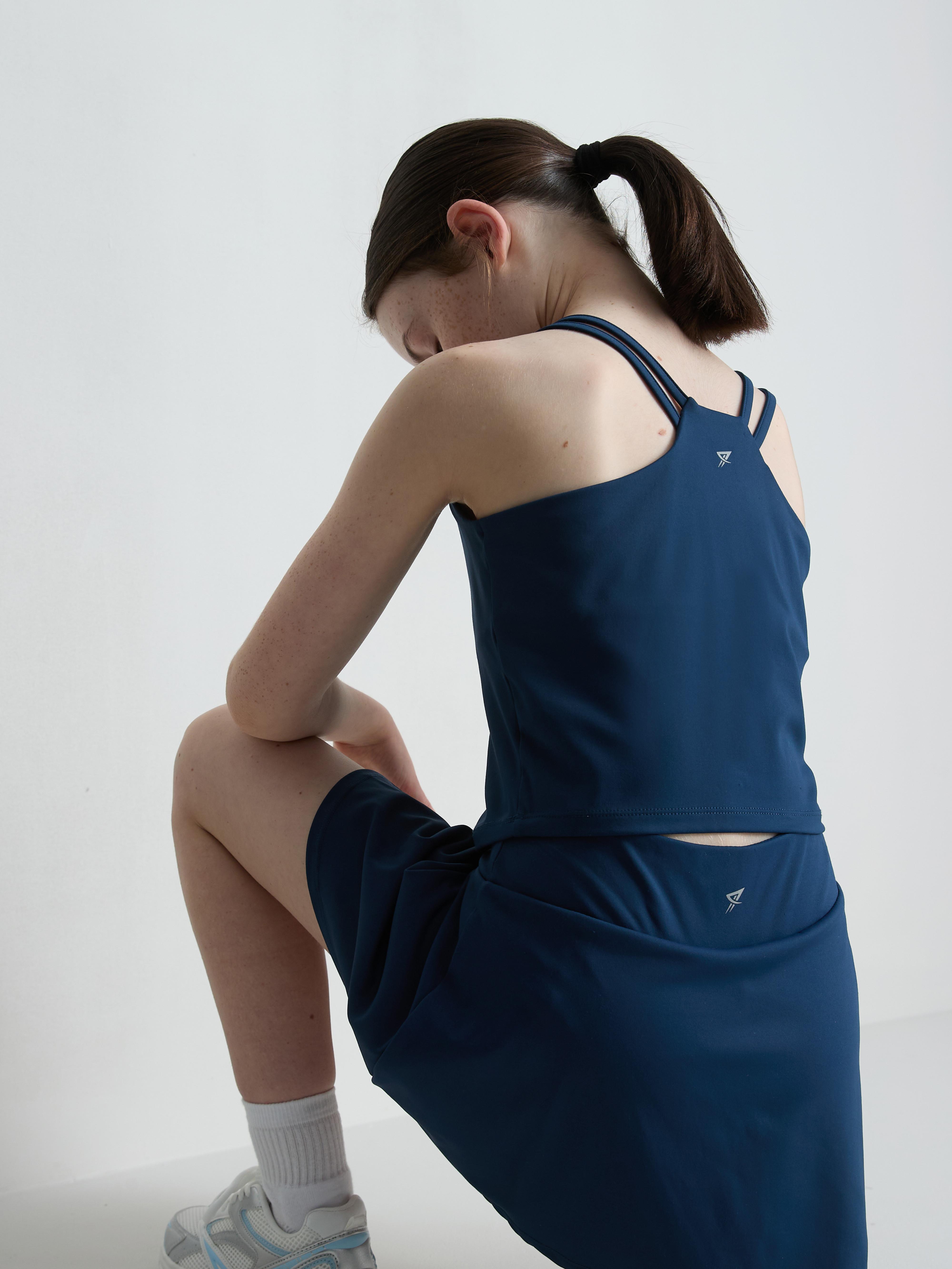 Girls Navy Active Scoop-Neck Top