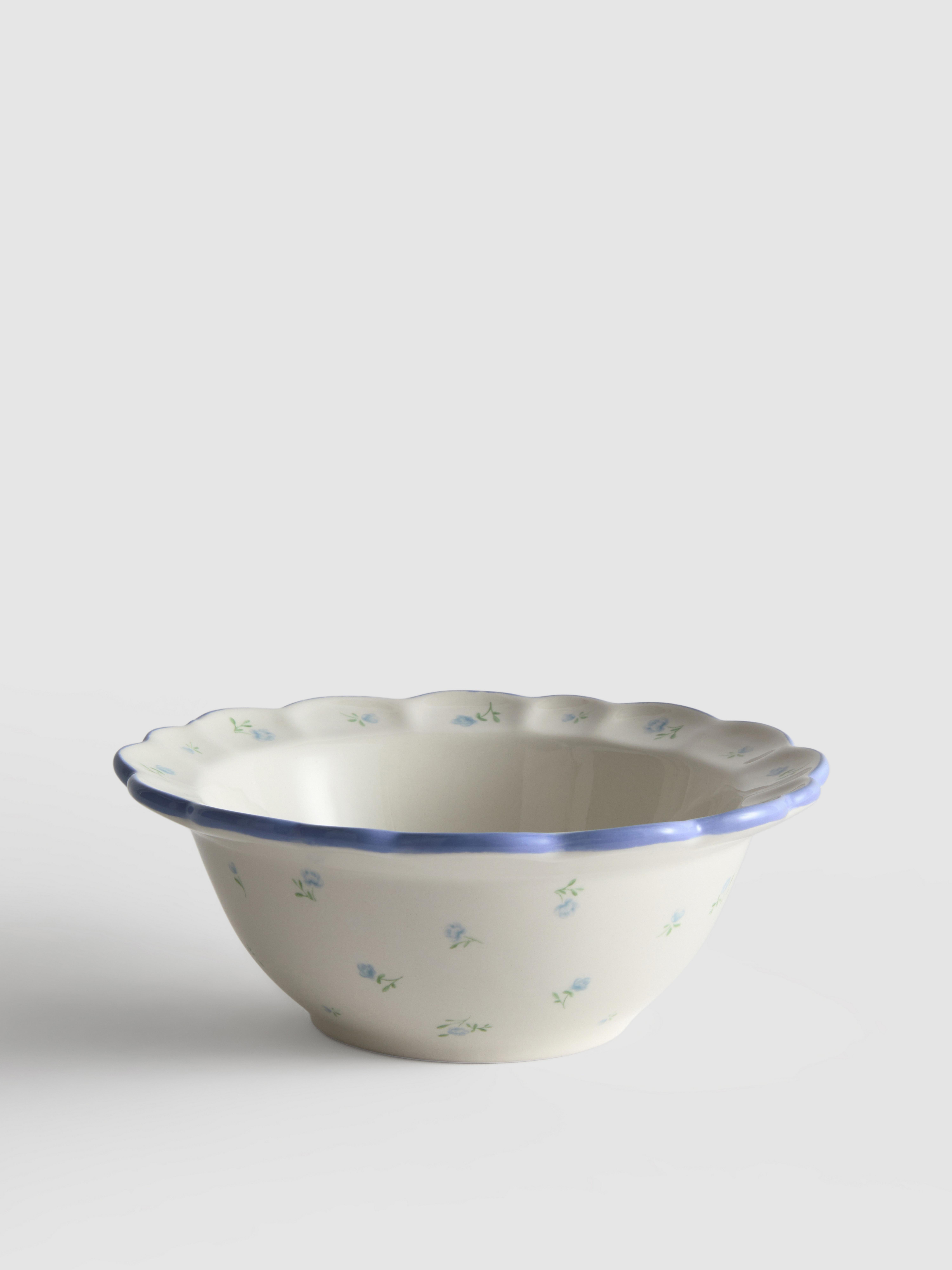 Floral Print Scalloped Cereal Bowl