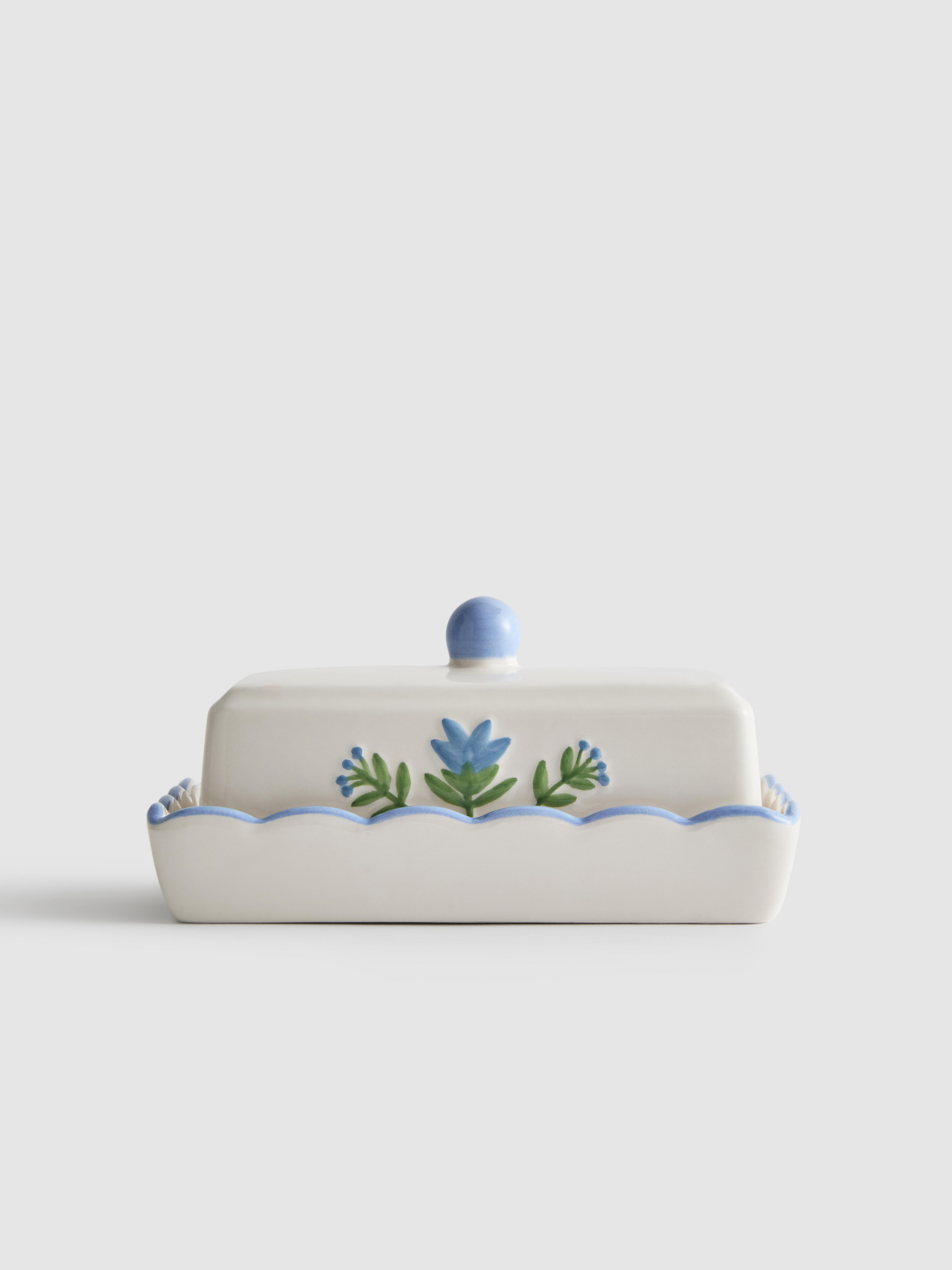 Butterdose mit Blumendetails
