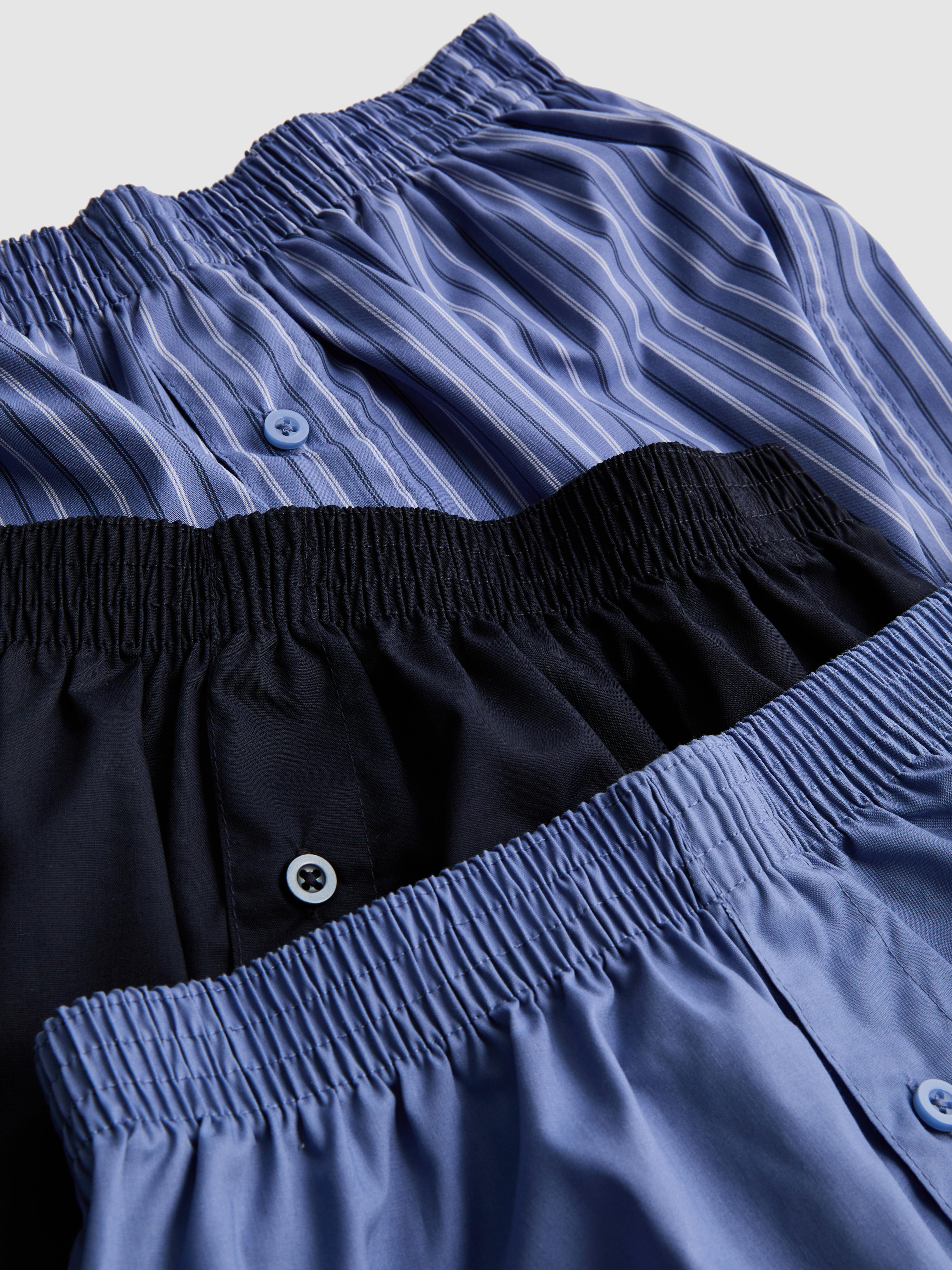 Men's Blue 3pk Button-Fly Boxer Shorts