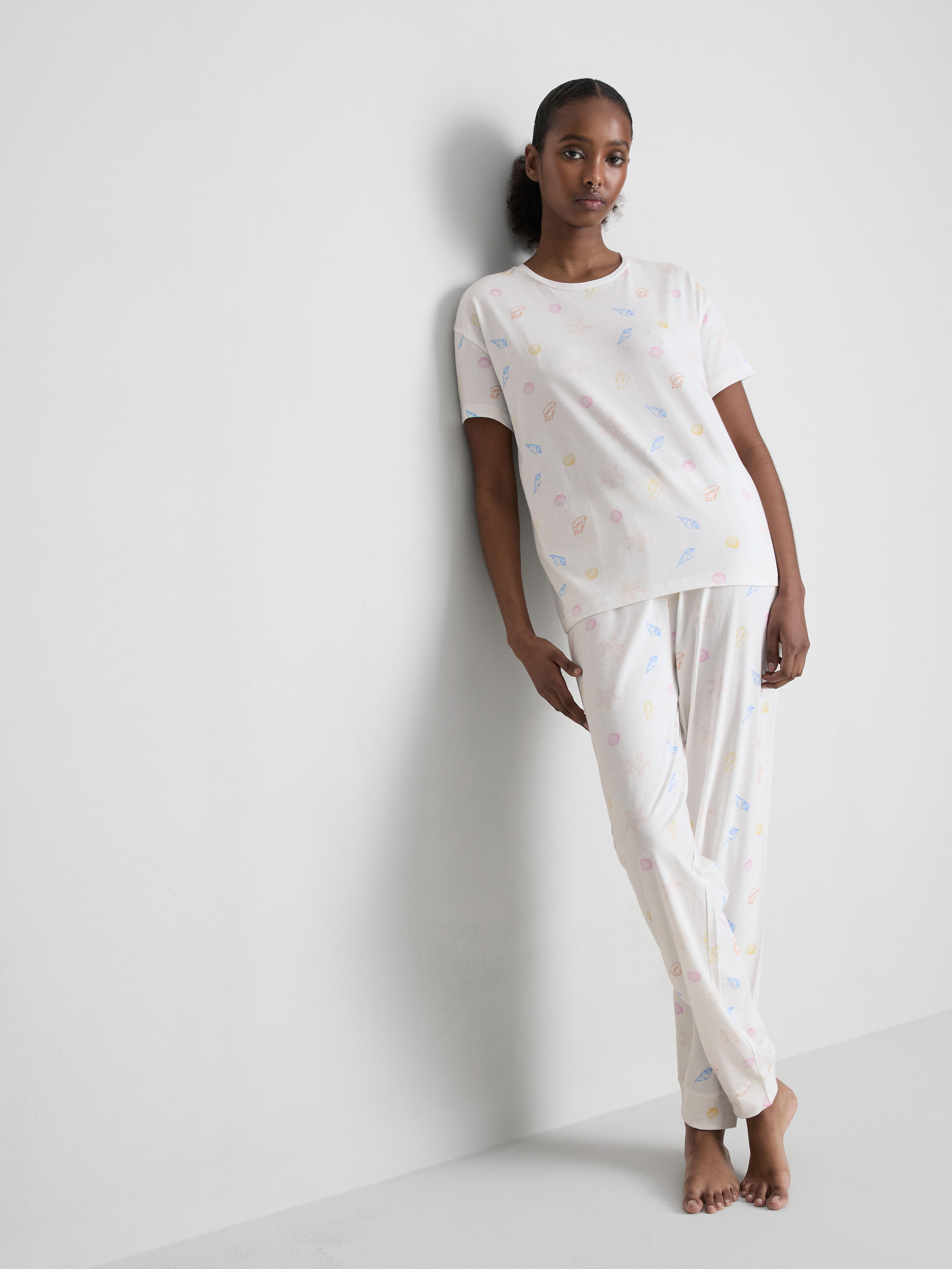 Pijama estampado conchas algodão