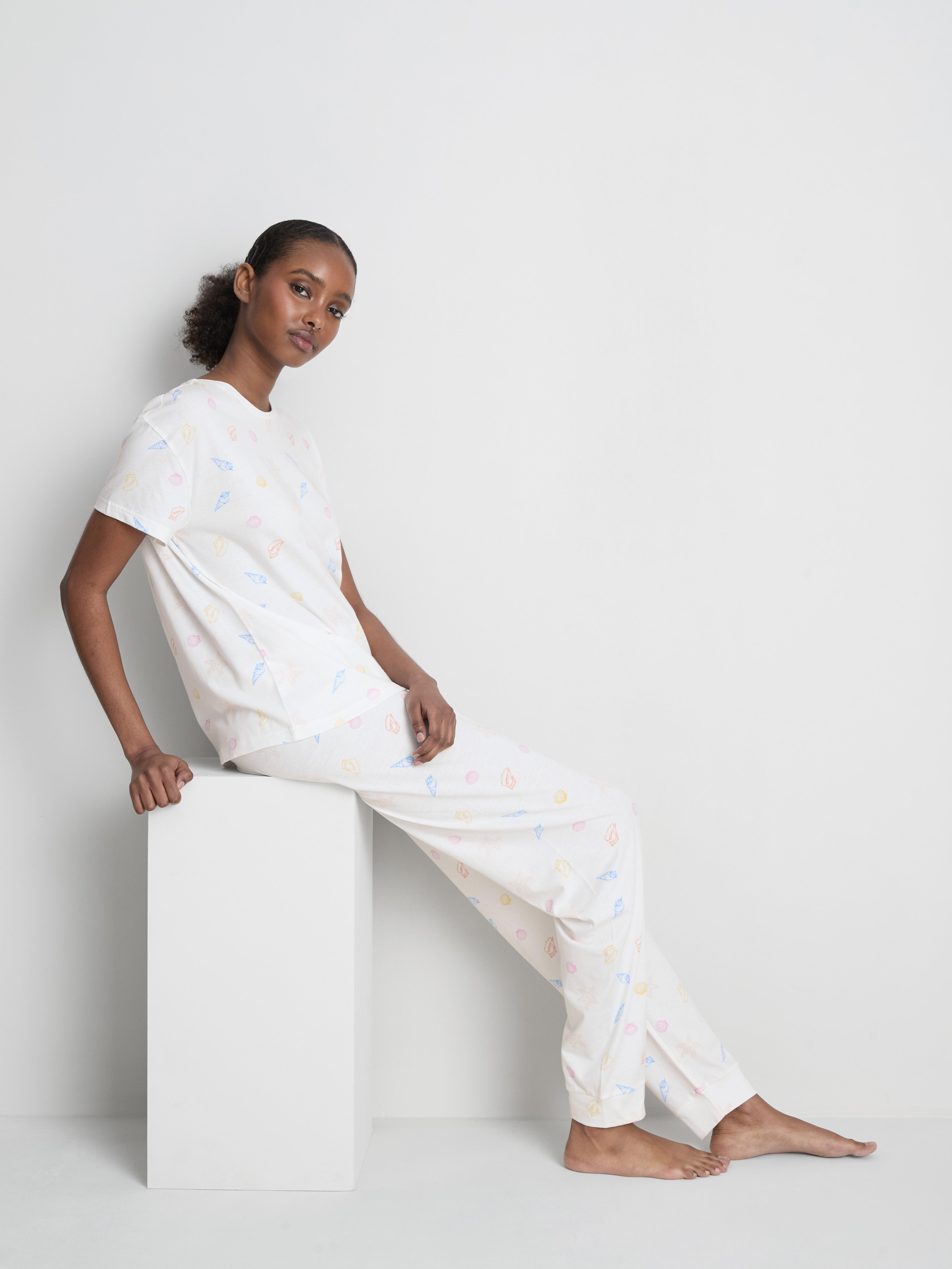 Pijama estampado conchas algodão