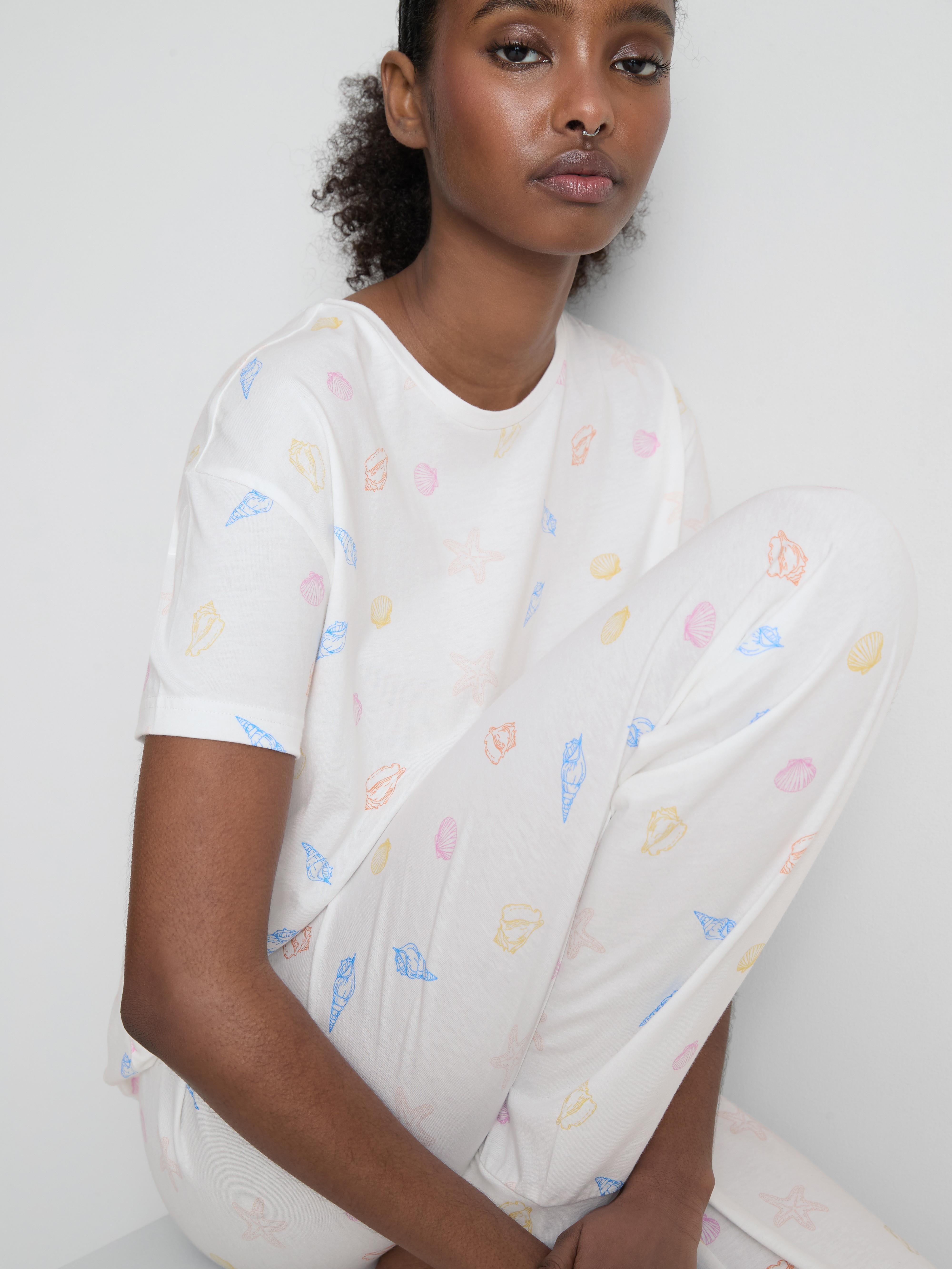 Pijama estampado conchas algodão