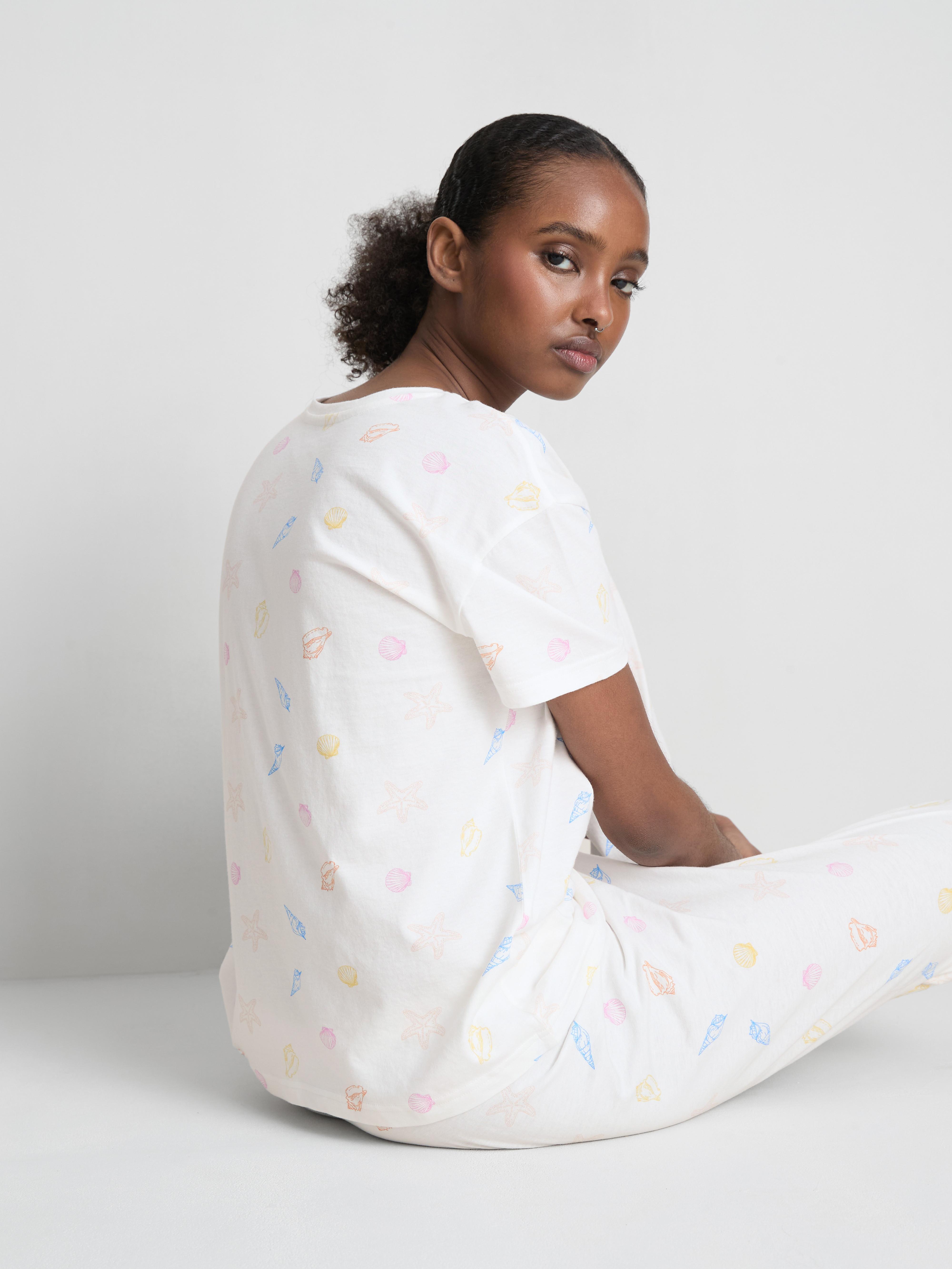 Pijama estampado conchas algodão