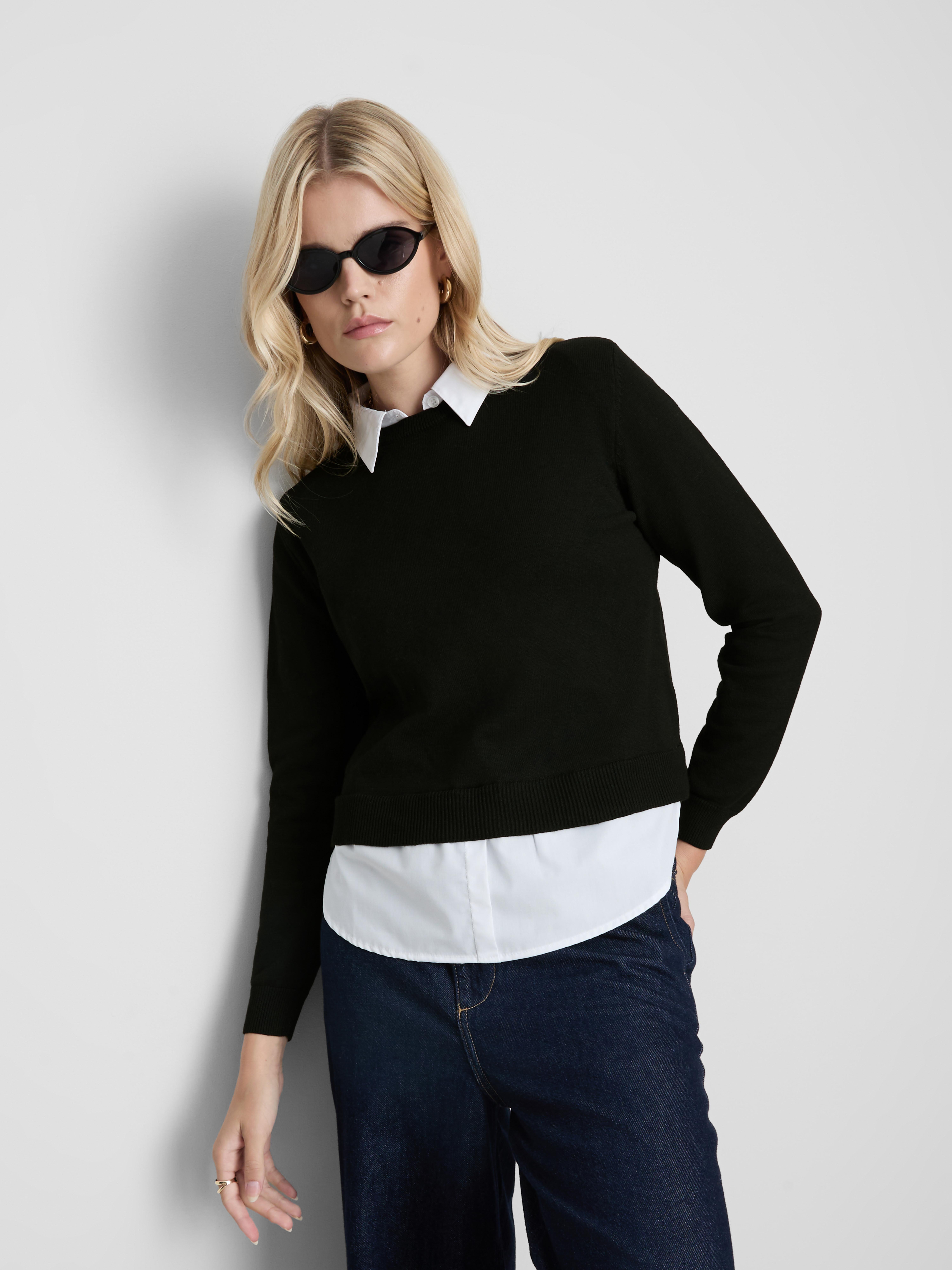 2-in-1 Shirt Jumper Black