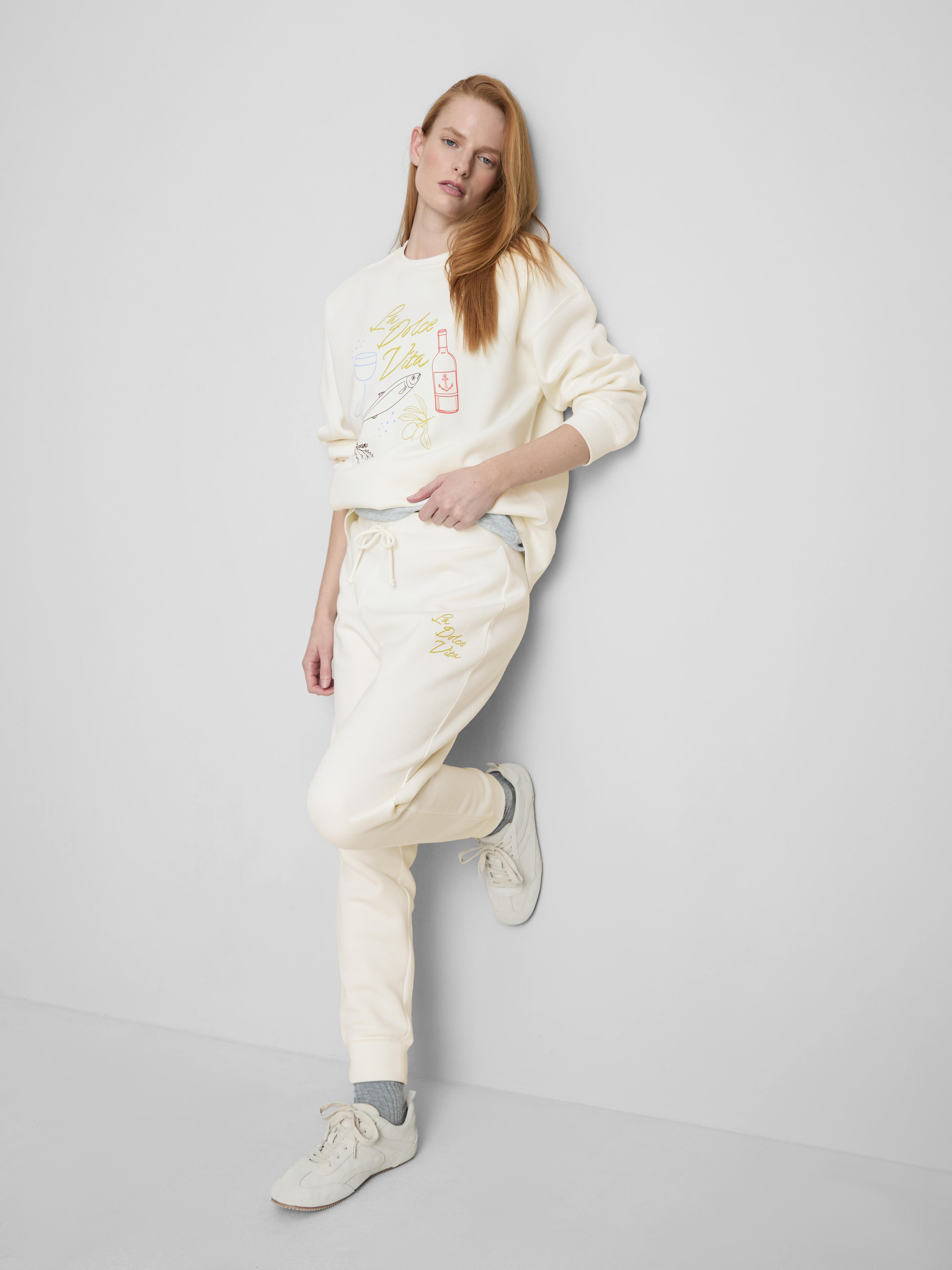 Skinny joggingbroek van katoenmix met print
