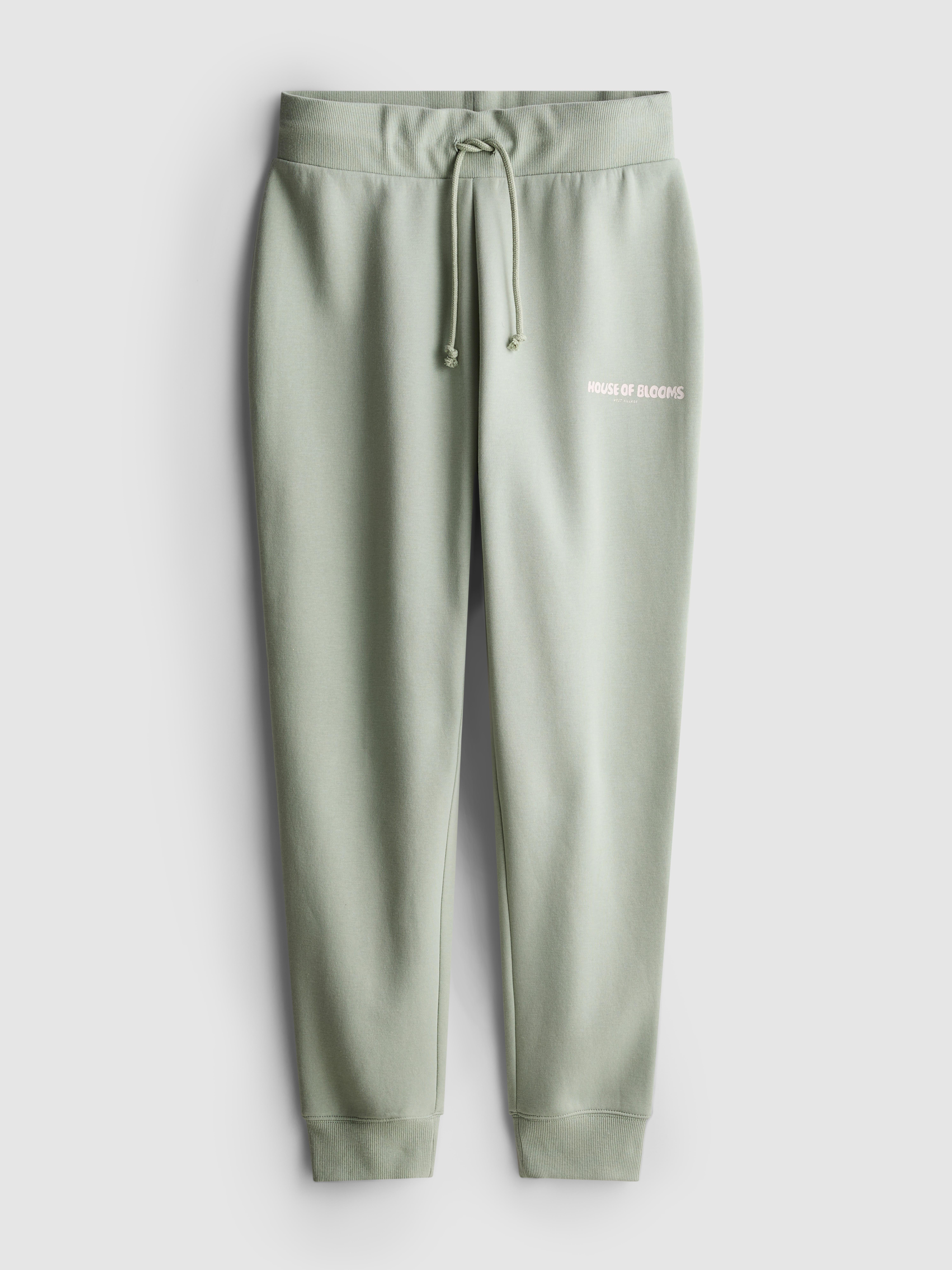 Women's Light Green Cotton Blend Printed Skinny Joggers