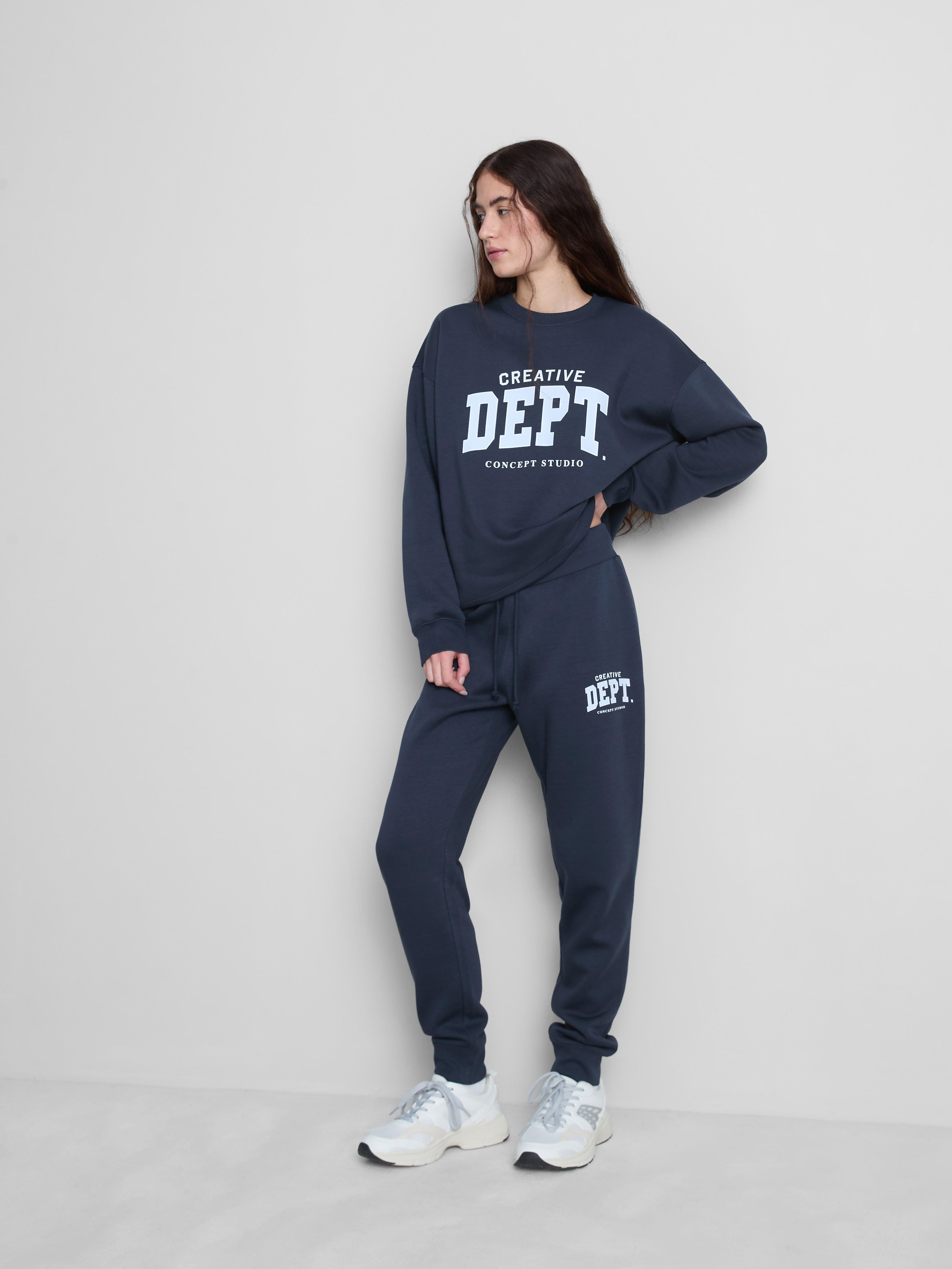 Women's Navy Cotton Blend Printed Skinny Joggers