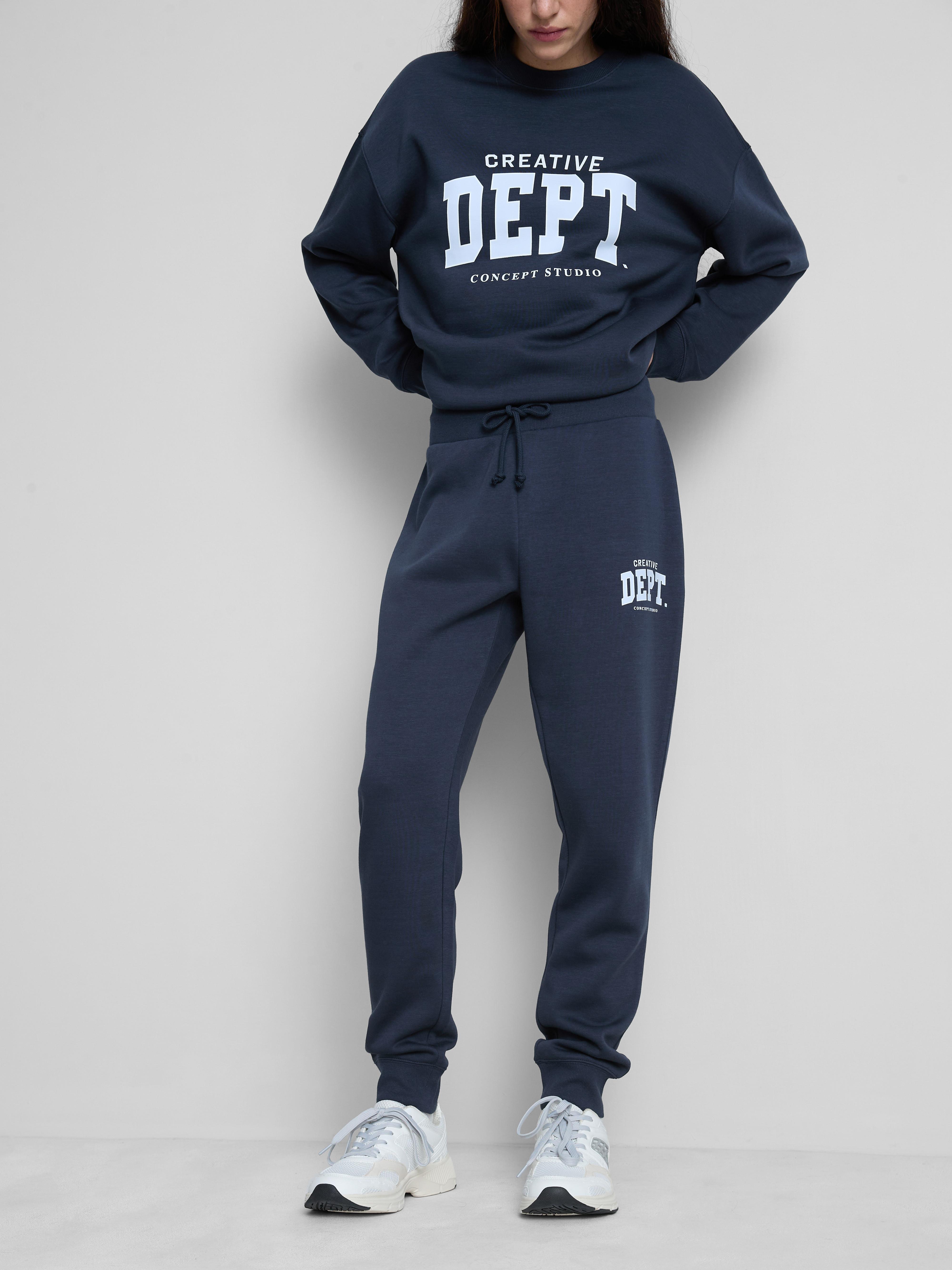 Women's Navy Cotton Blend Printed Skinny Joggers