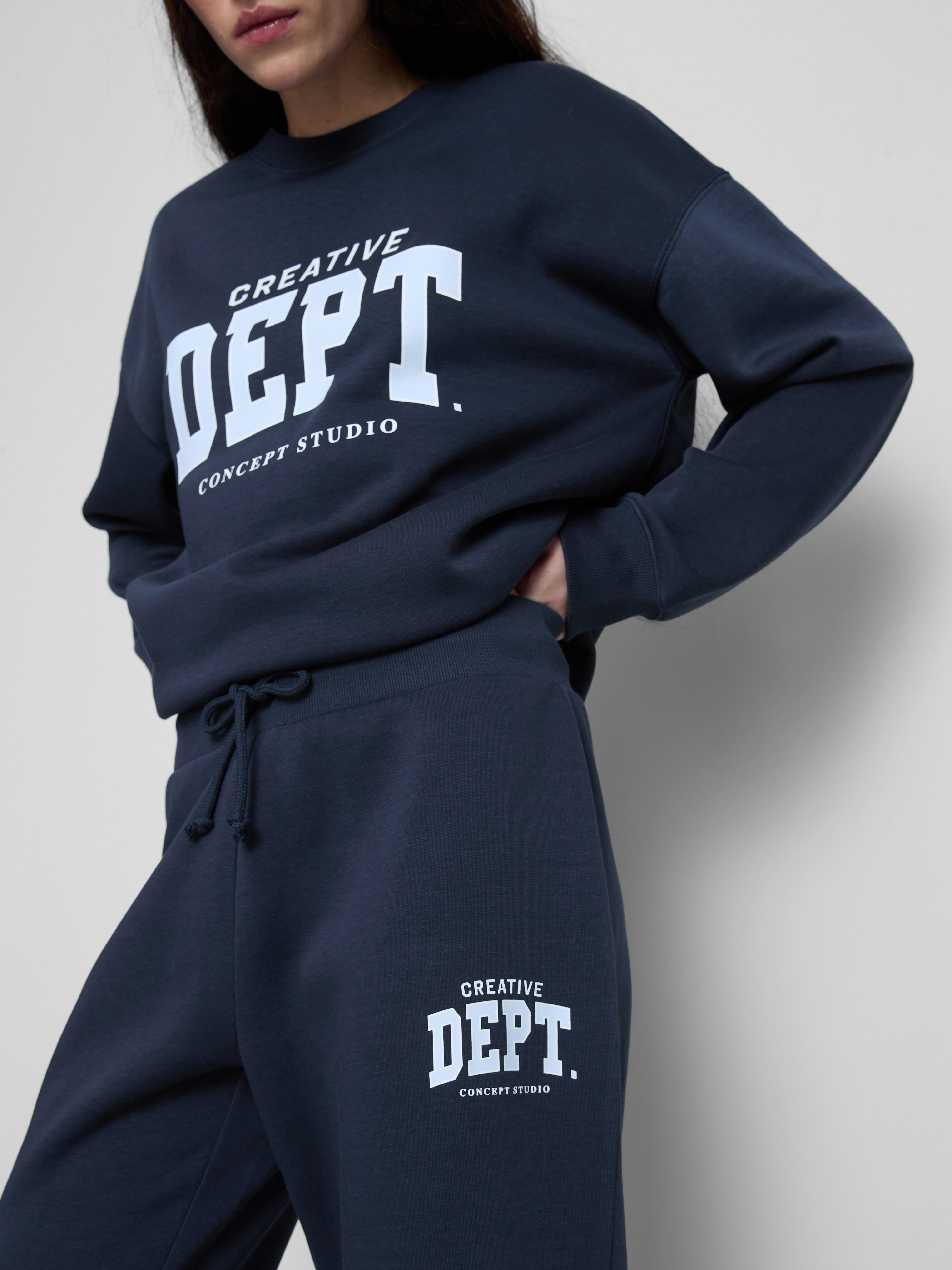 Women's Navy Cotton Blend Printed Skinny Joggers