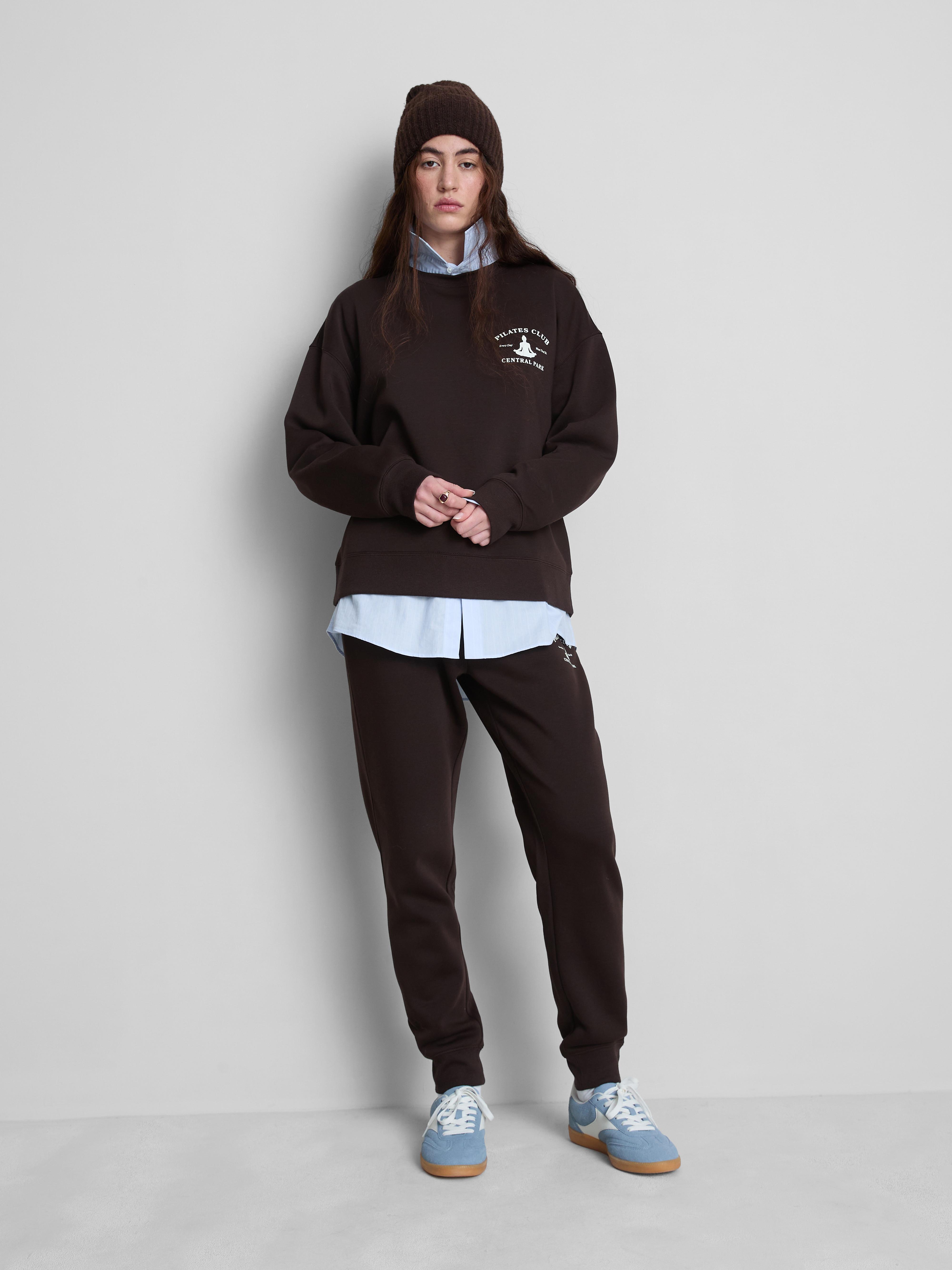 Women's Chocolate Cotton Blend Printed Skinny Joggers