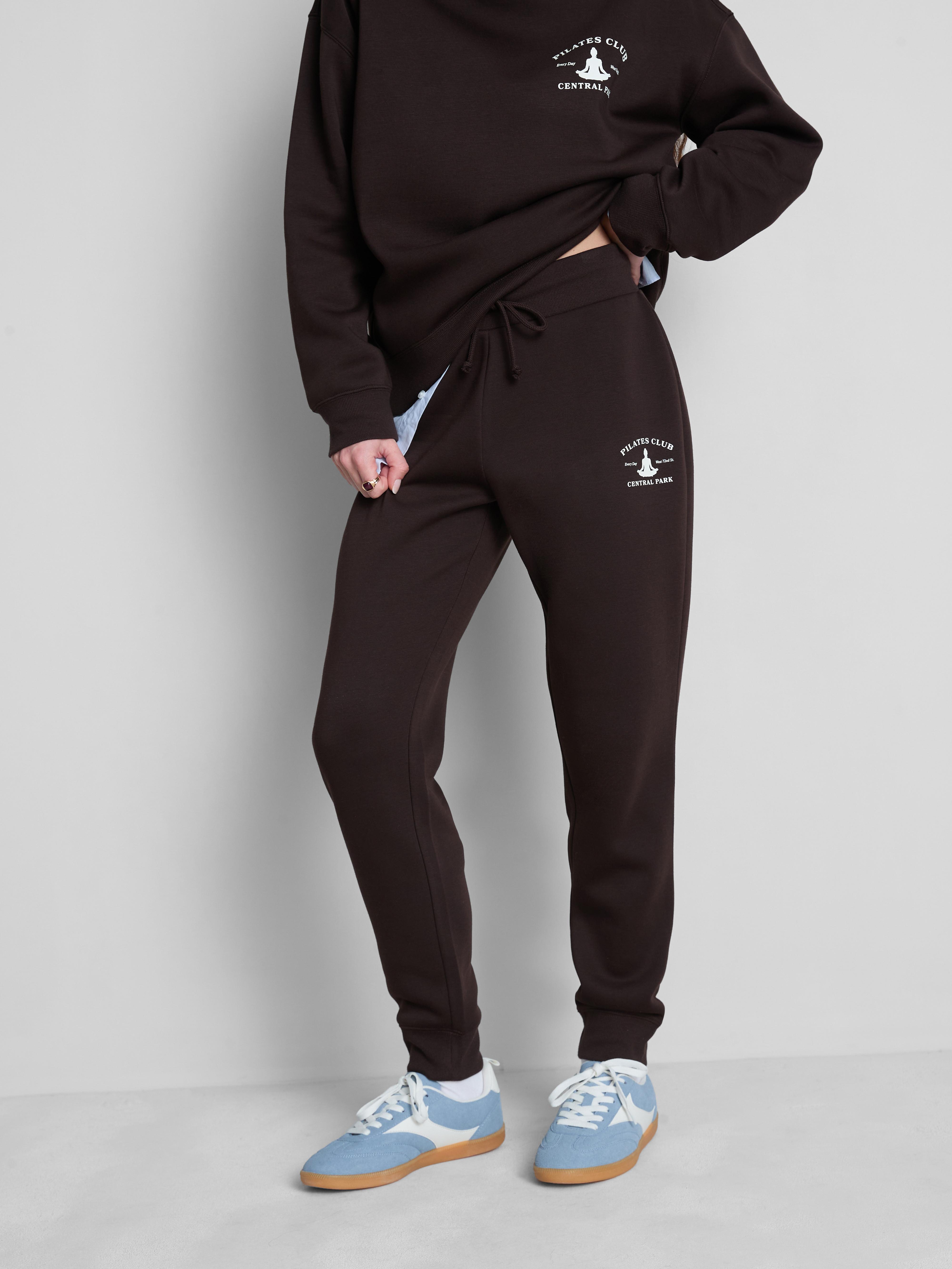 Women's Chocolate Cotton Blend Printed Skinny Joggers