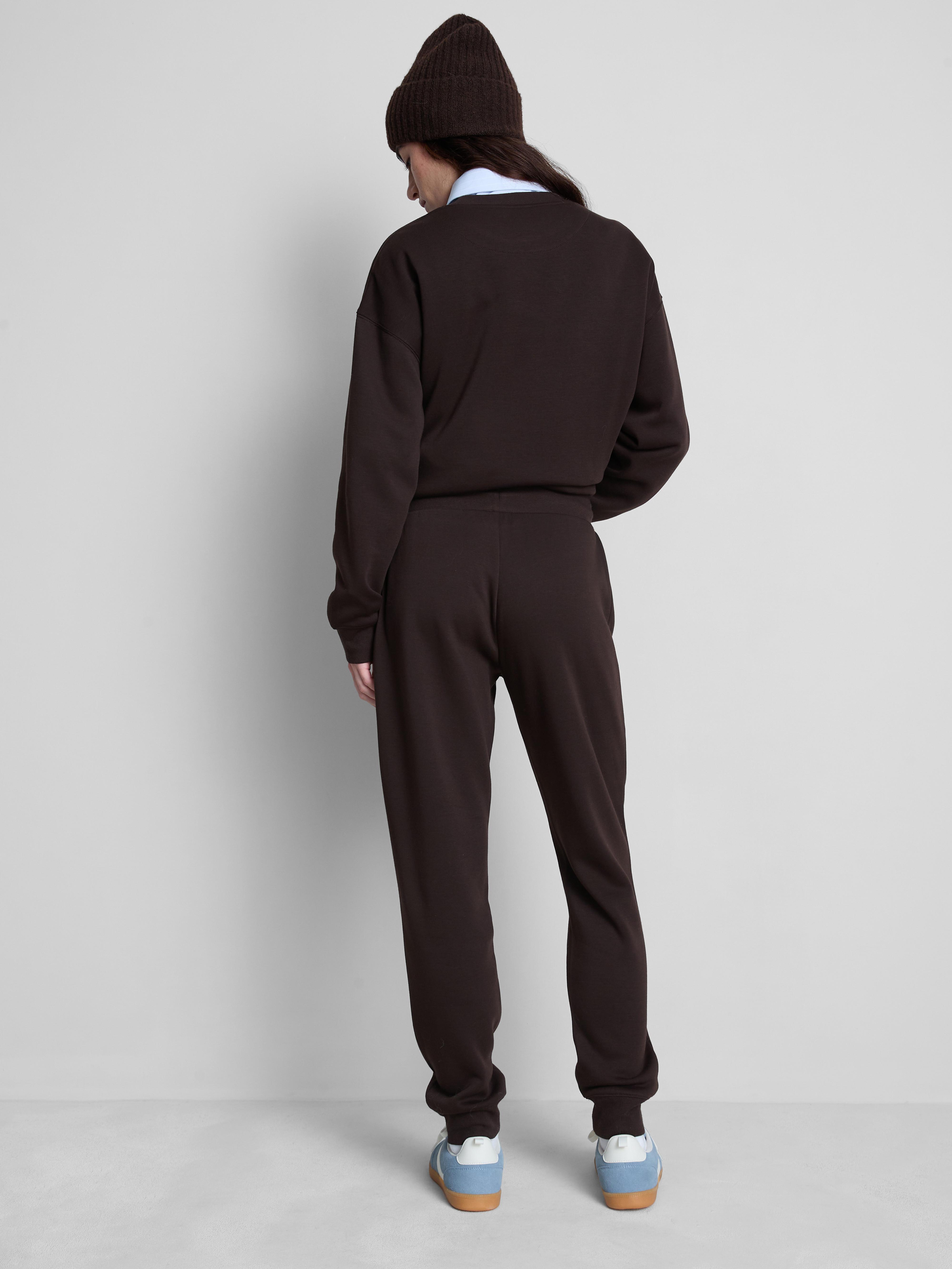 Women's Chocolate Cotton Blend Printed Skinny Joggers