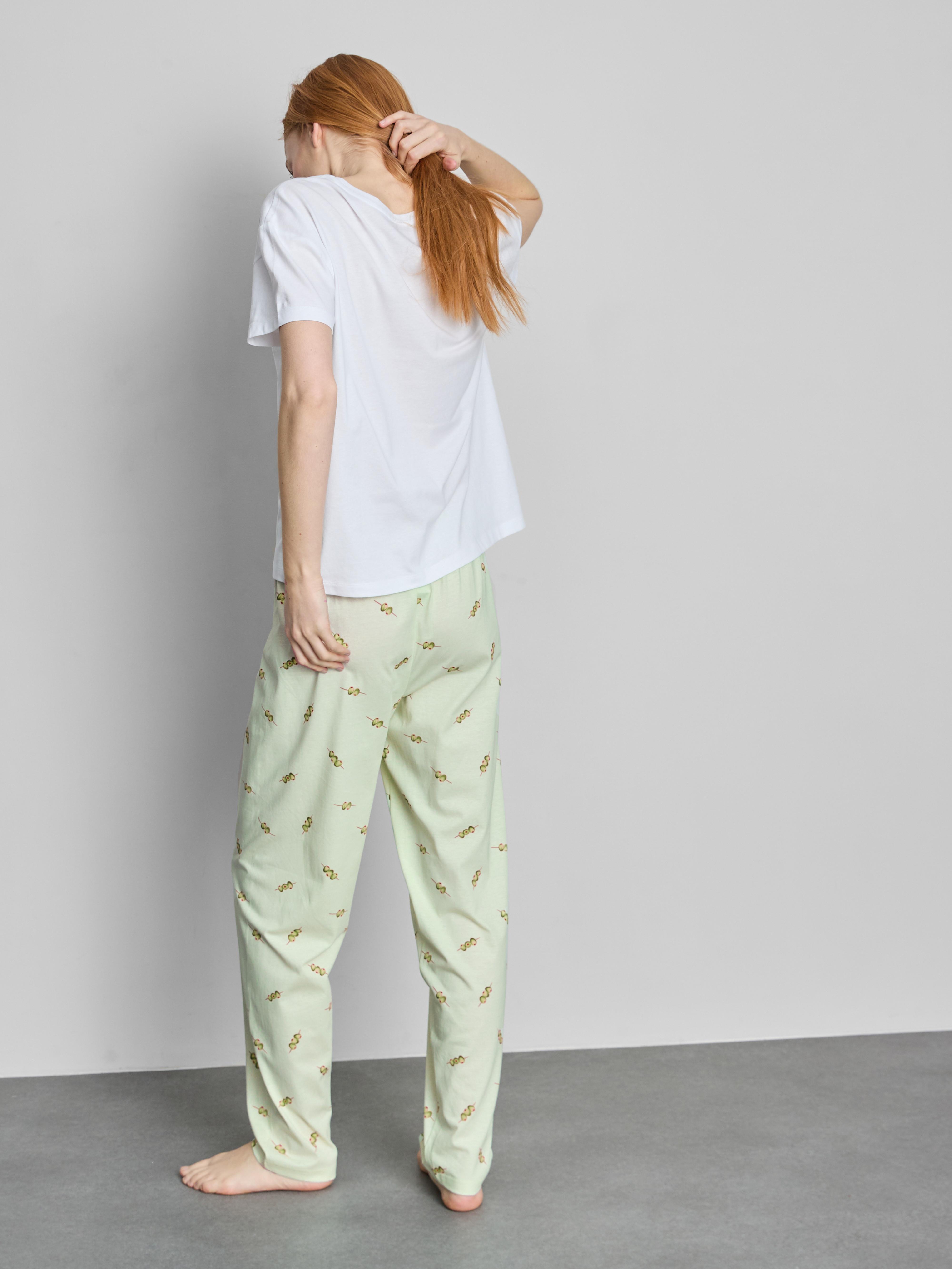 Cotton Crew Neck Printed Pajamas