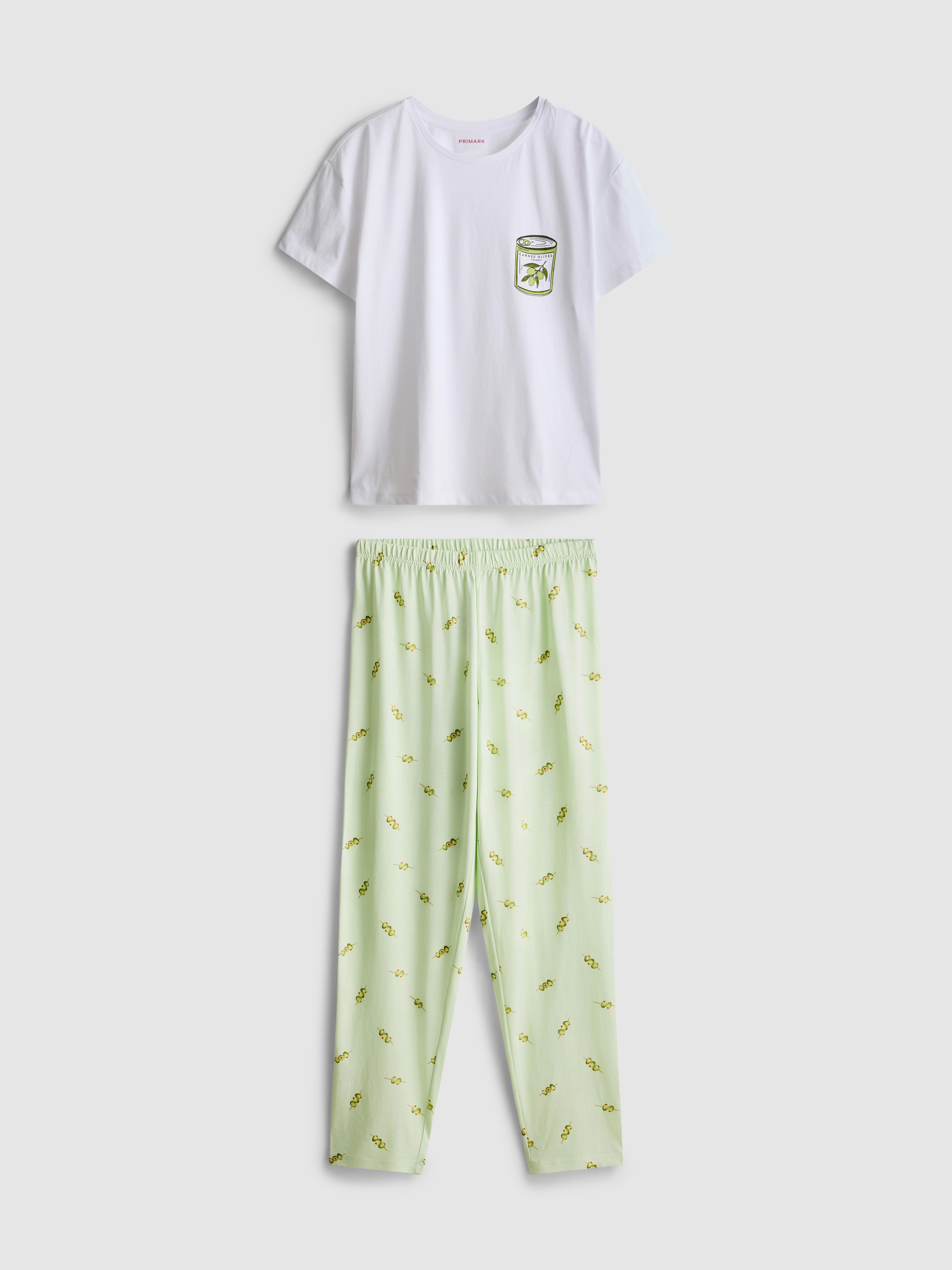 Pyjama en coton imprimé à col ras-du-cou
