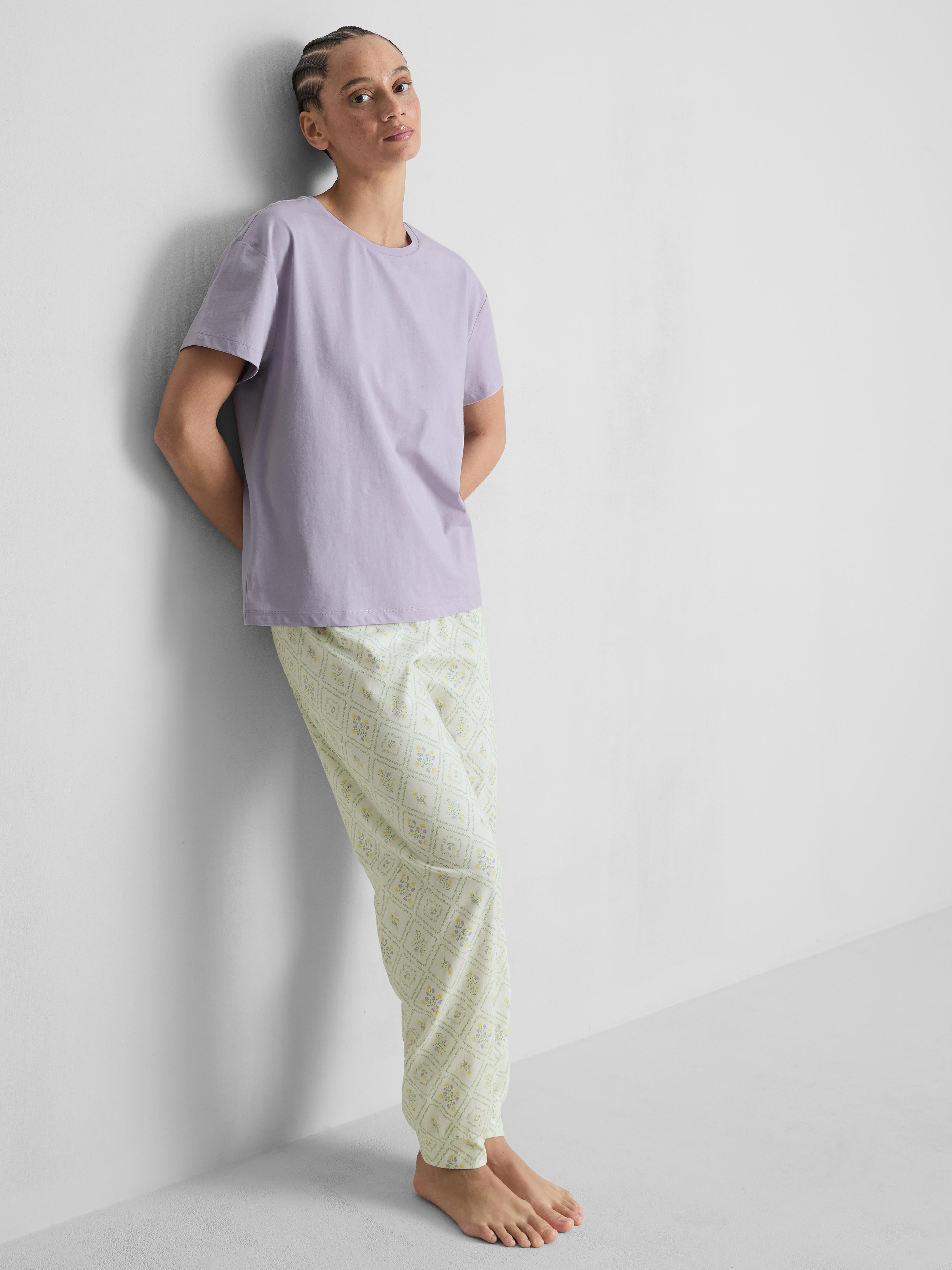 Pigiama girocollo in cotone con stampa